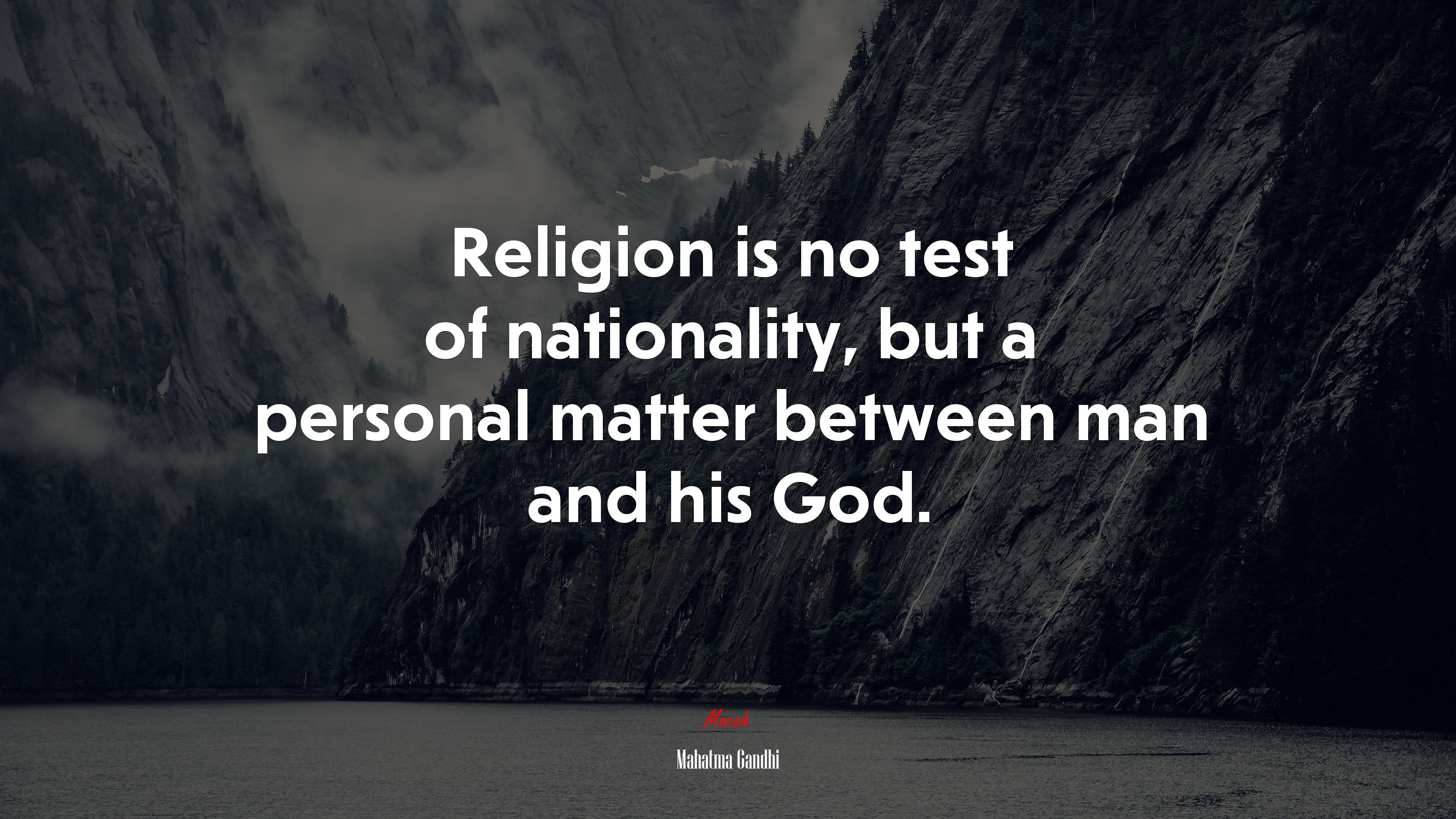 Religion is no test of nationality, but a personal matter between man and his God. | Mahatma Gandhi quote HD Wallpaper
