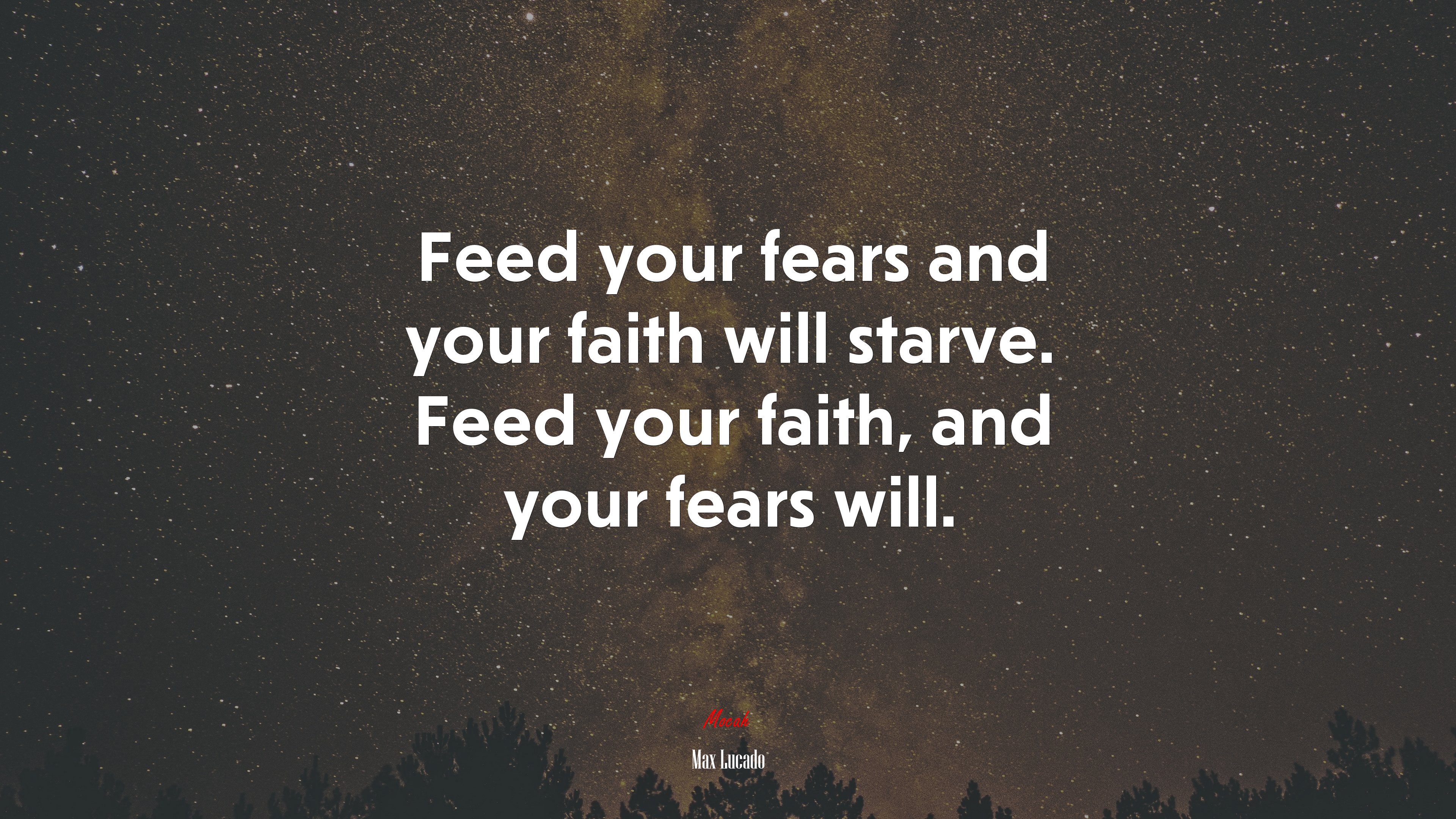 Feed your fears and your faith will starve. Feed your faith, and your fears will. | Max Lucado quote HD Wallpaper