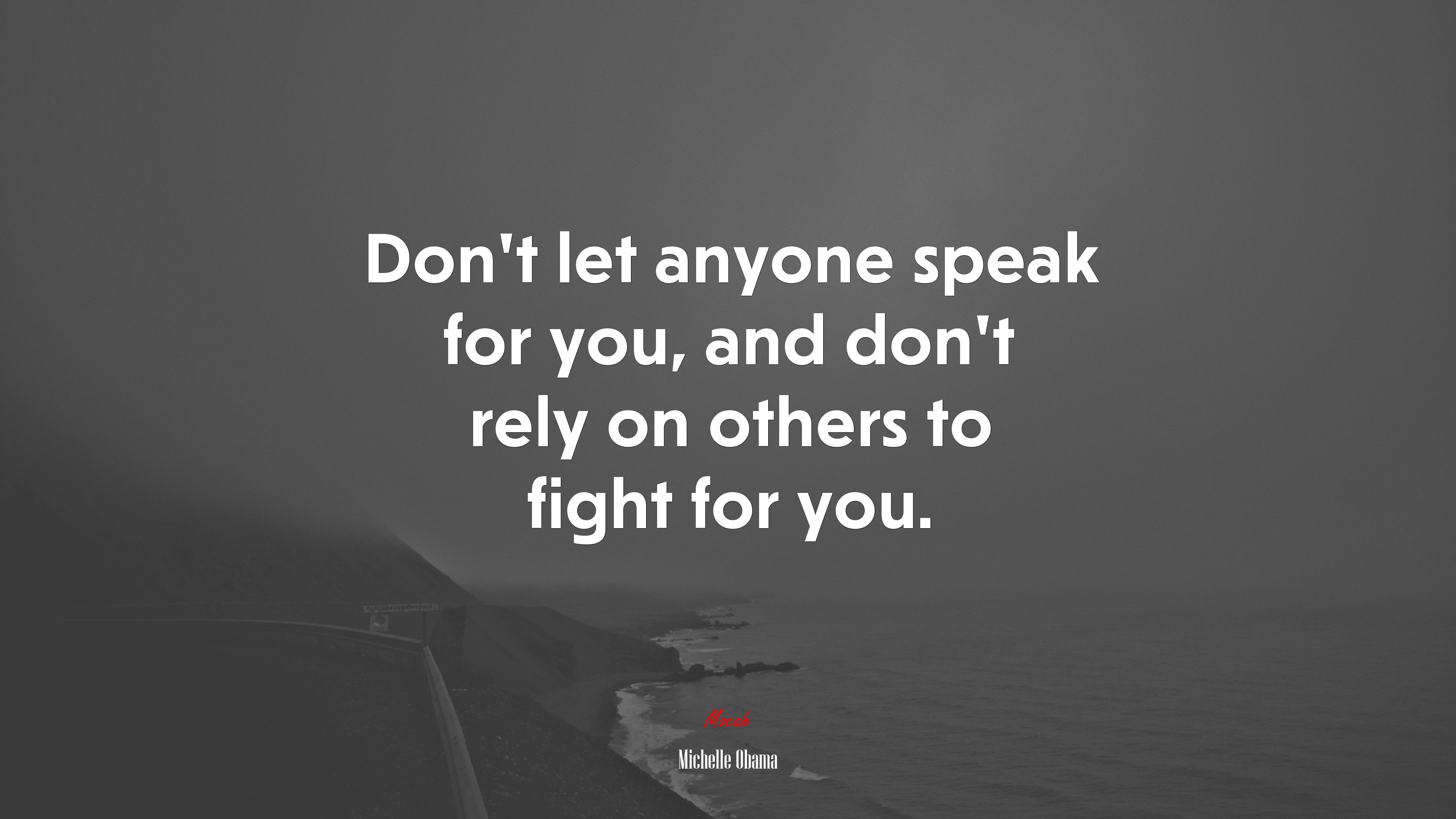 Don’t let anyone speak for you, and don’t rely on others to fight for you. | Michelle Obama quote HD Wallpaper