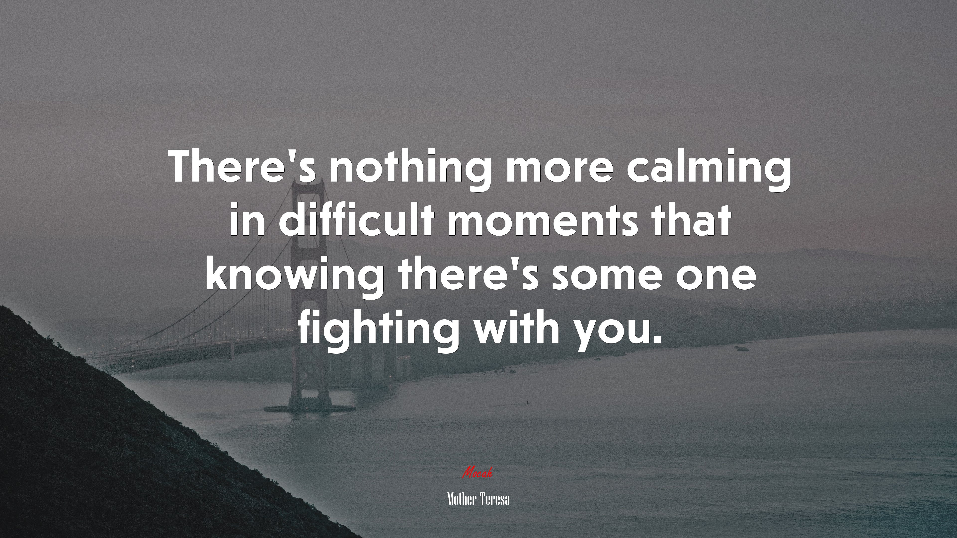 There’s nothing more calming in difficult moments that knowing there’s some one fighting with you. | Mother Teresa quote HD Wallpaper