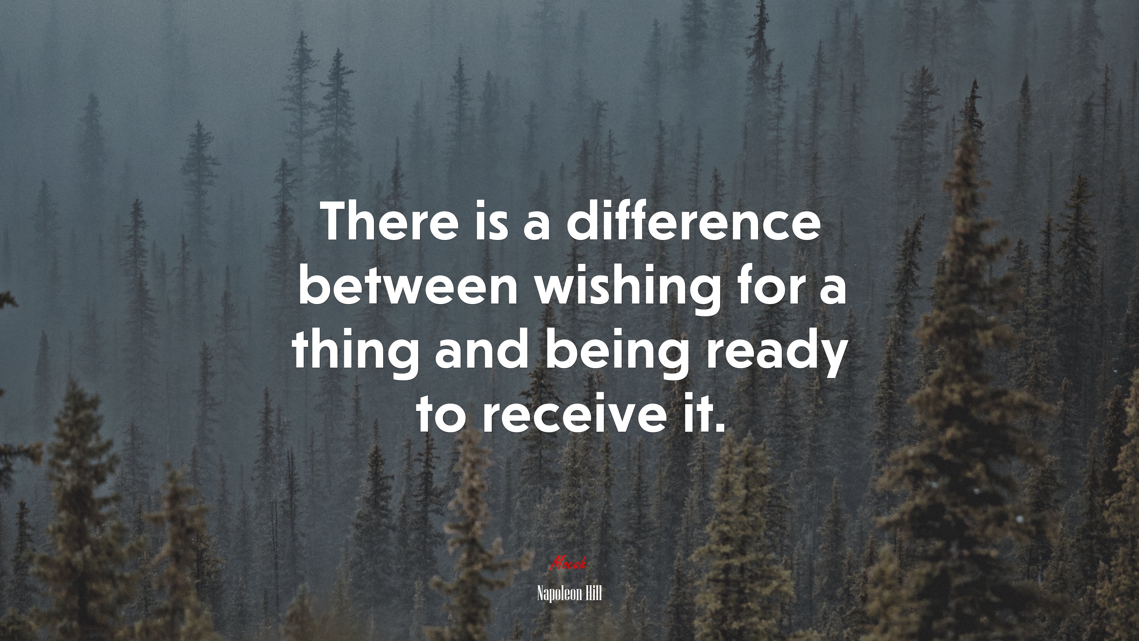 There is a difference between wishing for a thing and being ready to receive it. | Napoleon Hill quote HD Wallpaper