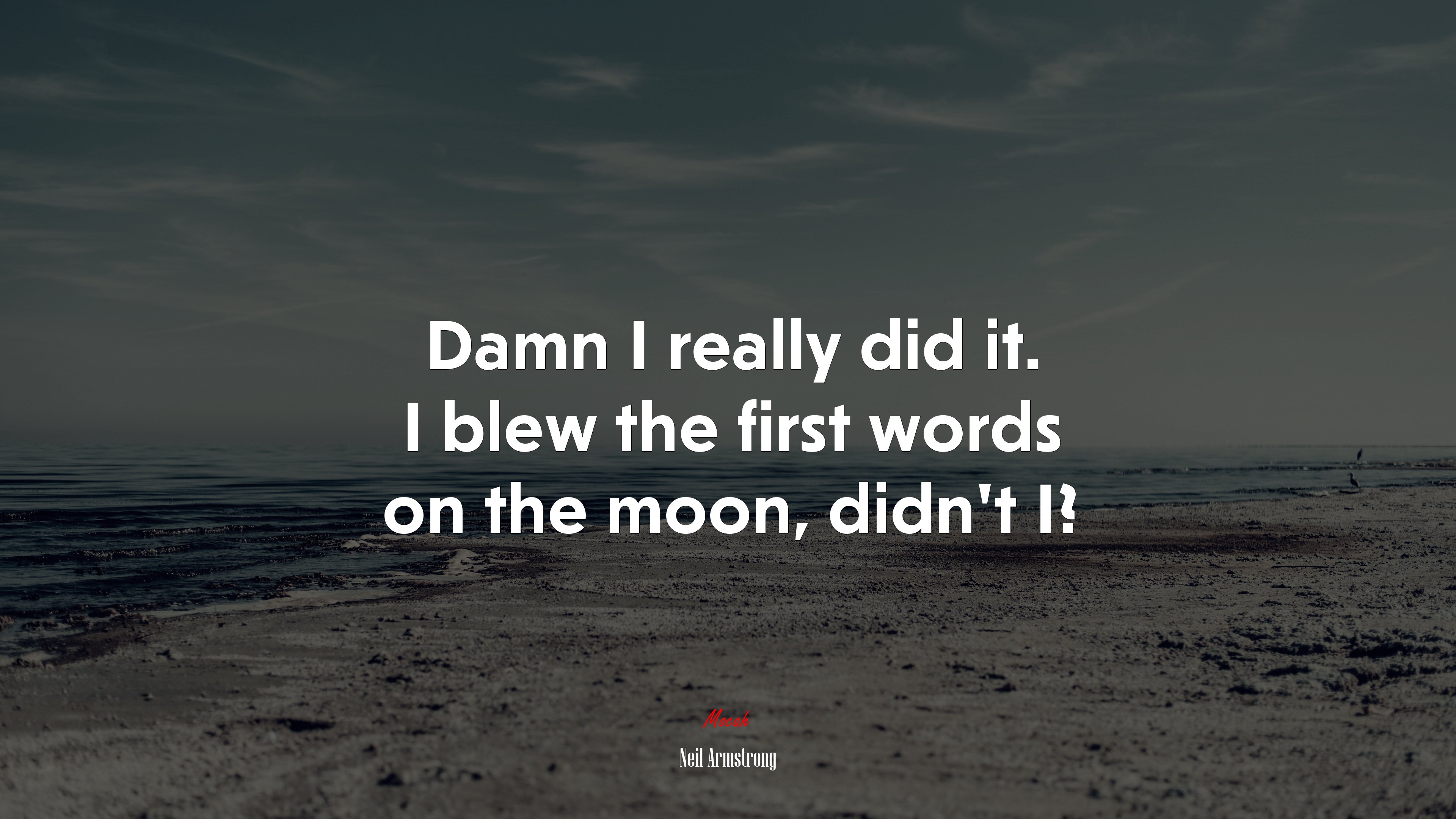 Damn I really did it. I blew the first words on the moon, didn’t I? | Neil Armstrong quote HD Wallpaper