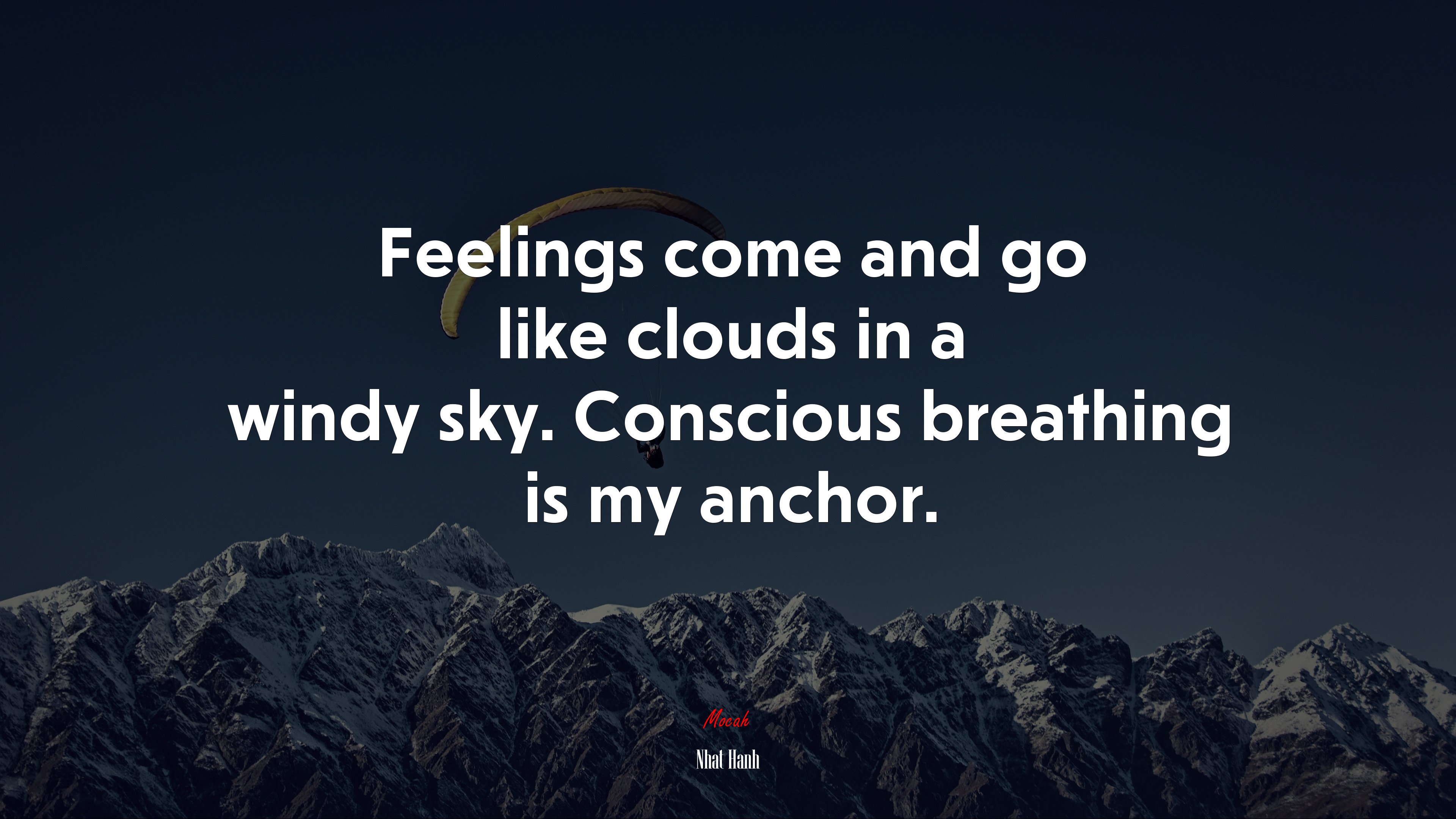 Feelings come and go like clouds in a windy sky. Conscious breathing is my anchor. | Nhat Hanh quote HD Wallpaper