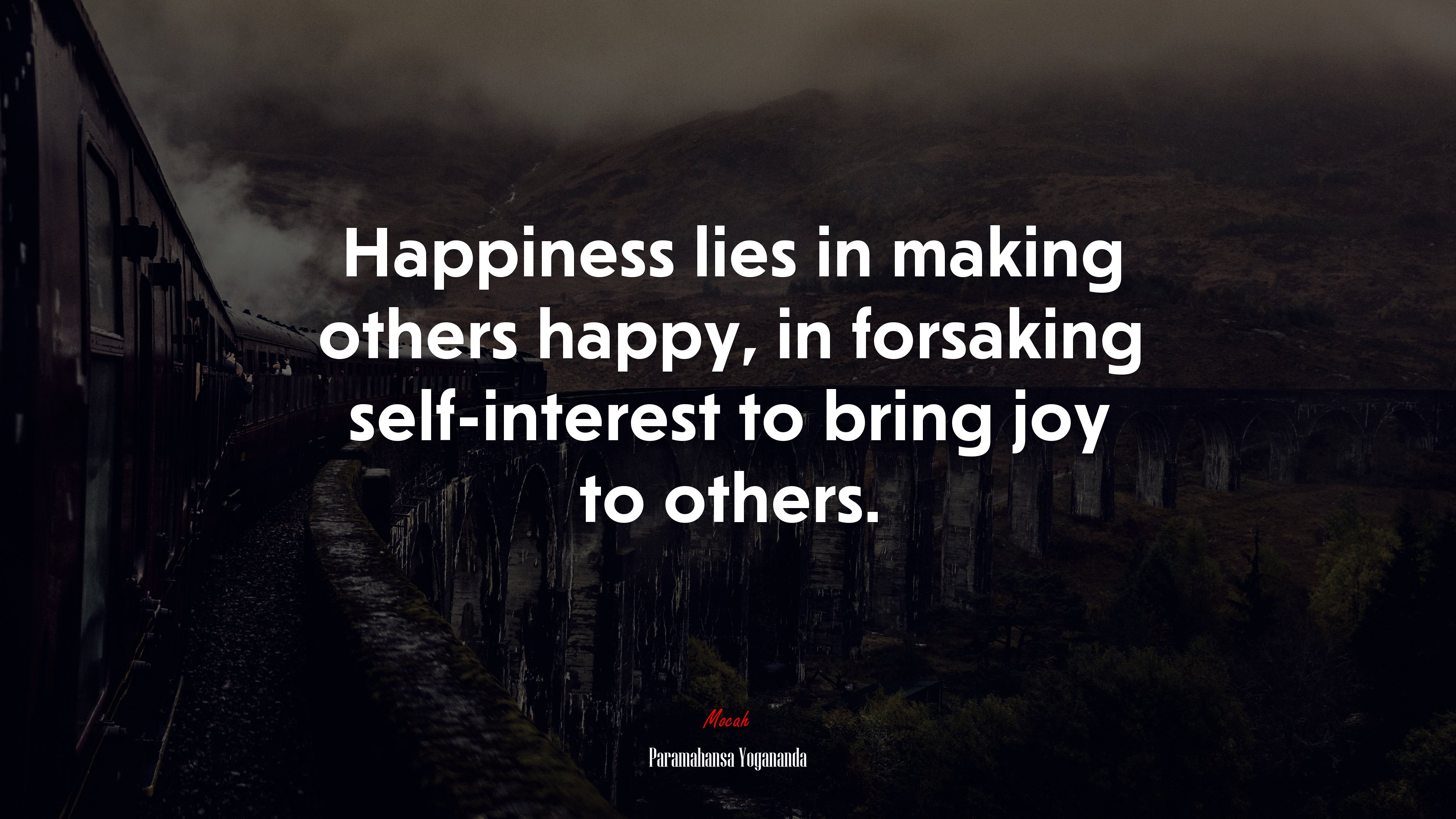 Happiness lies in making others happy, in forsaking self-interest to bring joy to others. | Paramahansa Yogananda quote HD Wallpaper