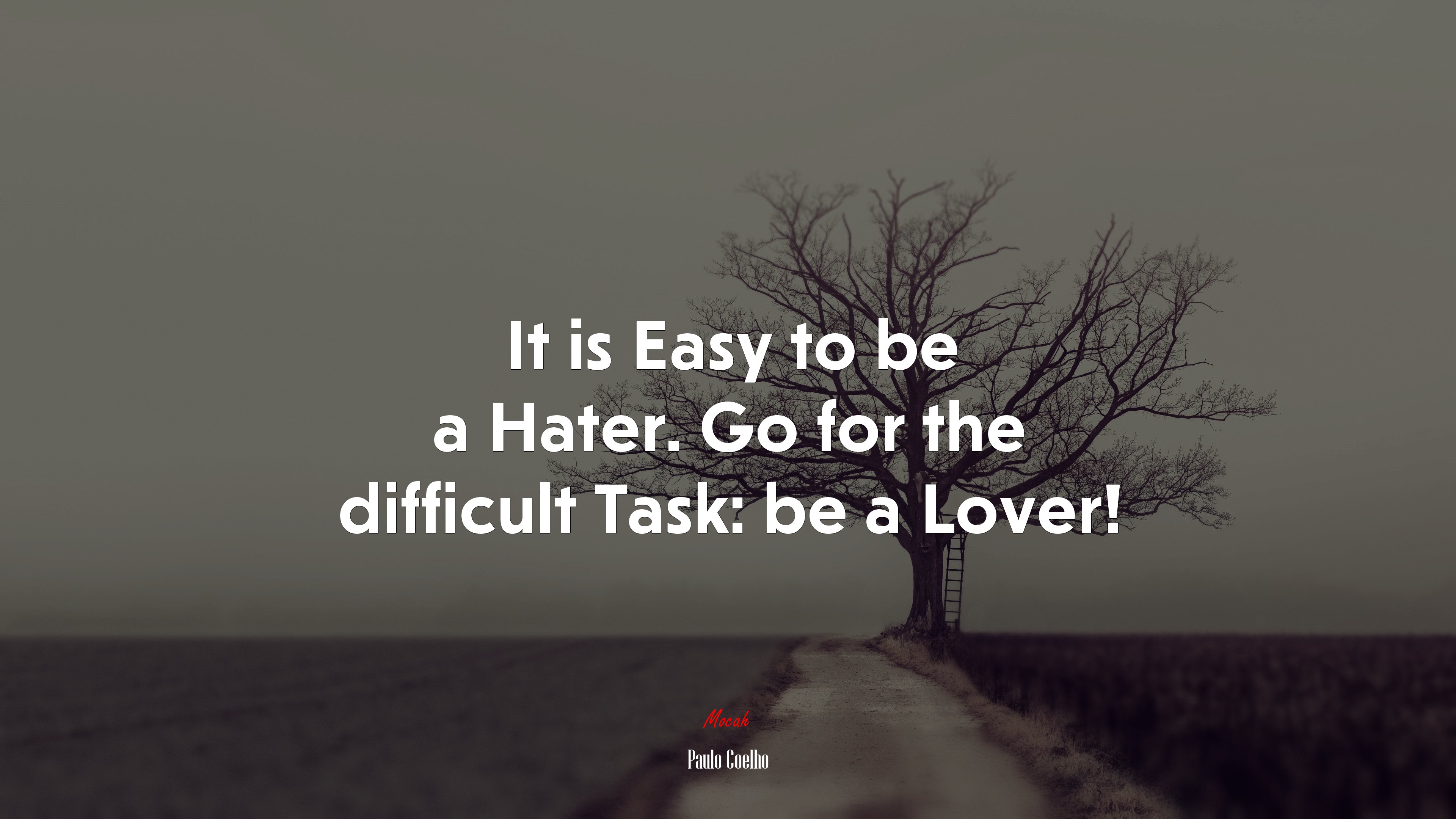 It is Easy to be a Hater. Go for the difficult Task: be a Lover! | Paulo Coelho quote HD Wallpaper