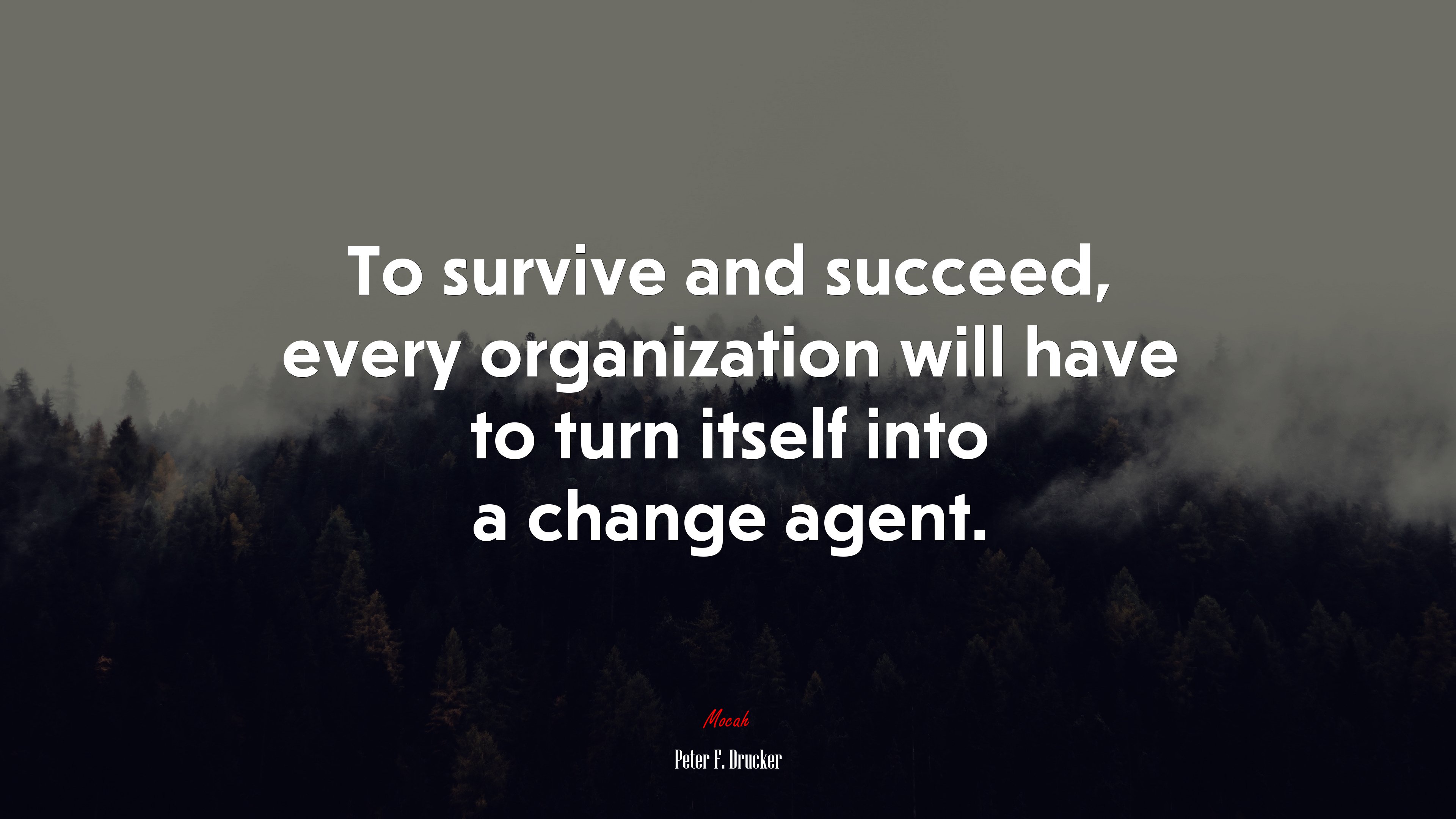 To survive and succeed, every organization will have to turn itself into a change agent. | Peter F. Drucker quote HD Wallpaper