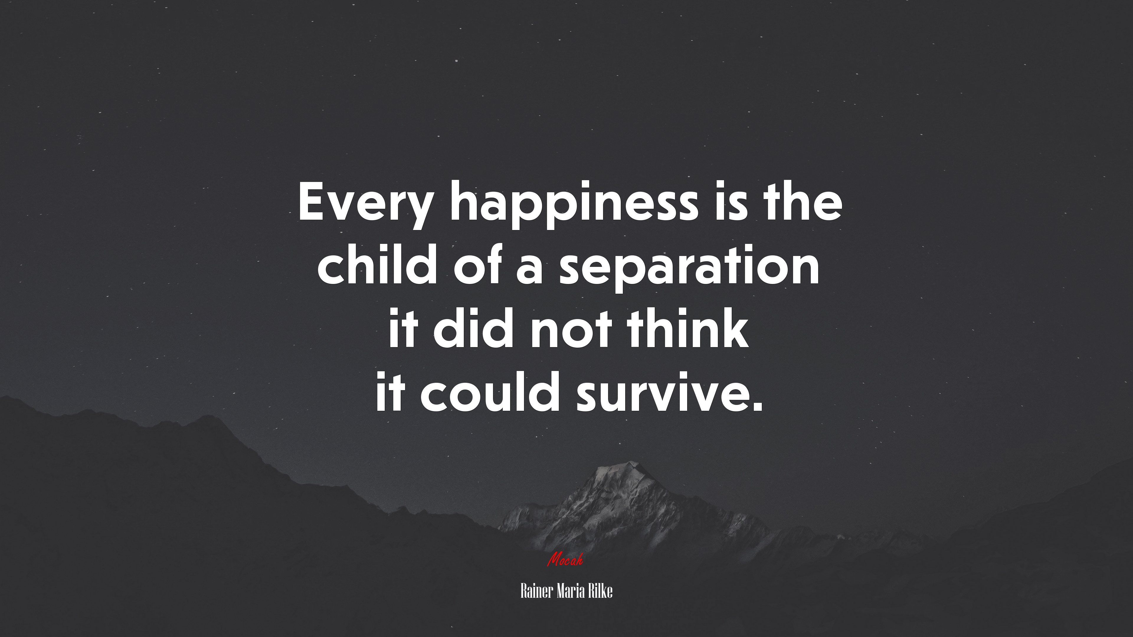 Every happiness is the child of a separation it did not think it could survive. | Rainer Maria Rilke quote HD Wallpaper