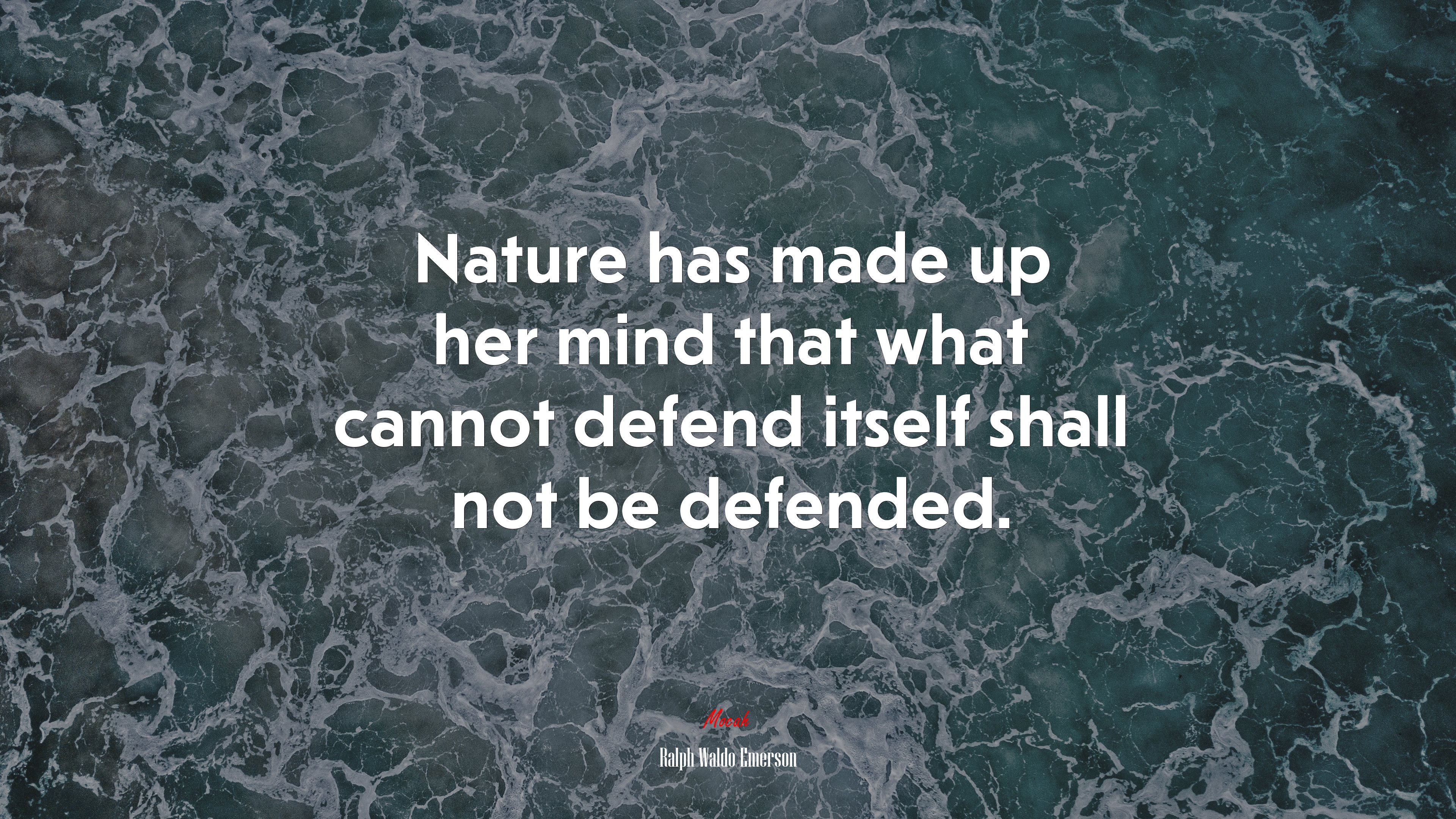 Nature has made up her mind that what cannot defend itself shall not be defended. | Ralph Waldo Emerson quote HD Wallpaper