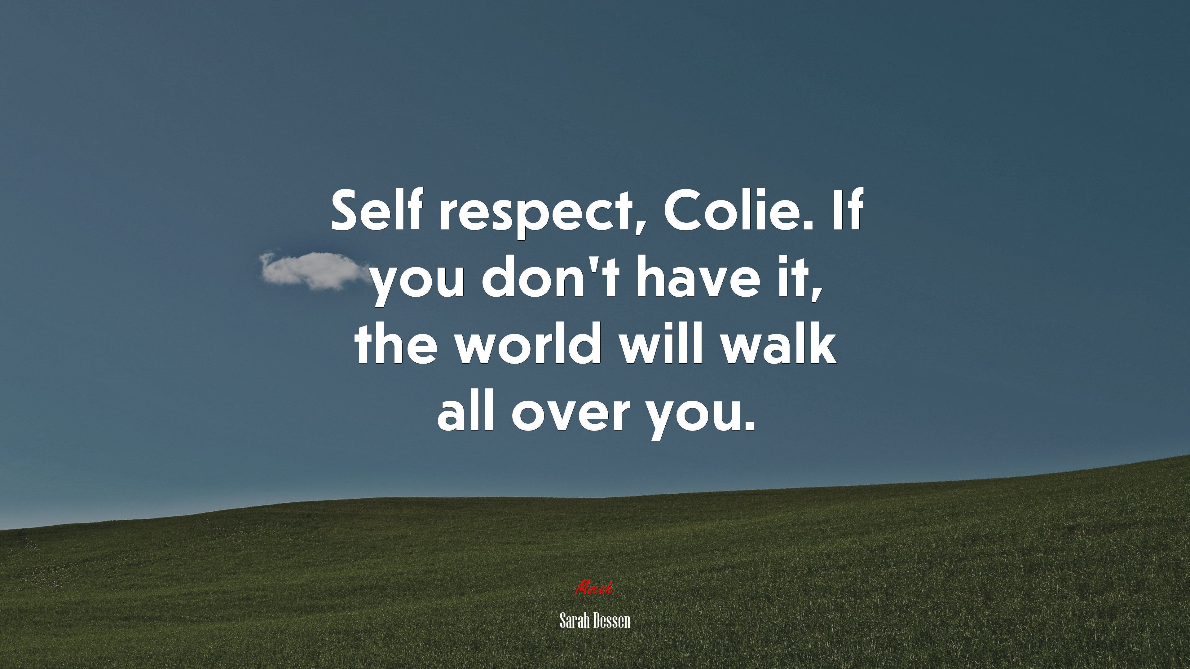 Self respect, Colie. If you don’t have it, the world will walk all over you. | Sarah Dessen quote HD Wallpaper