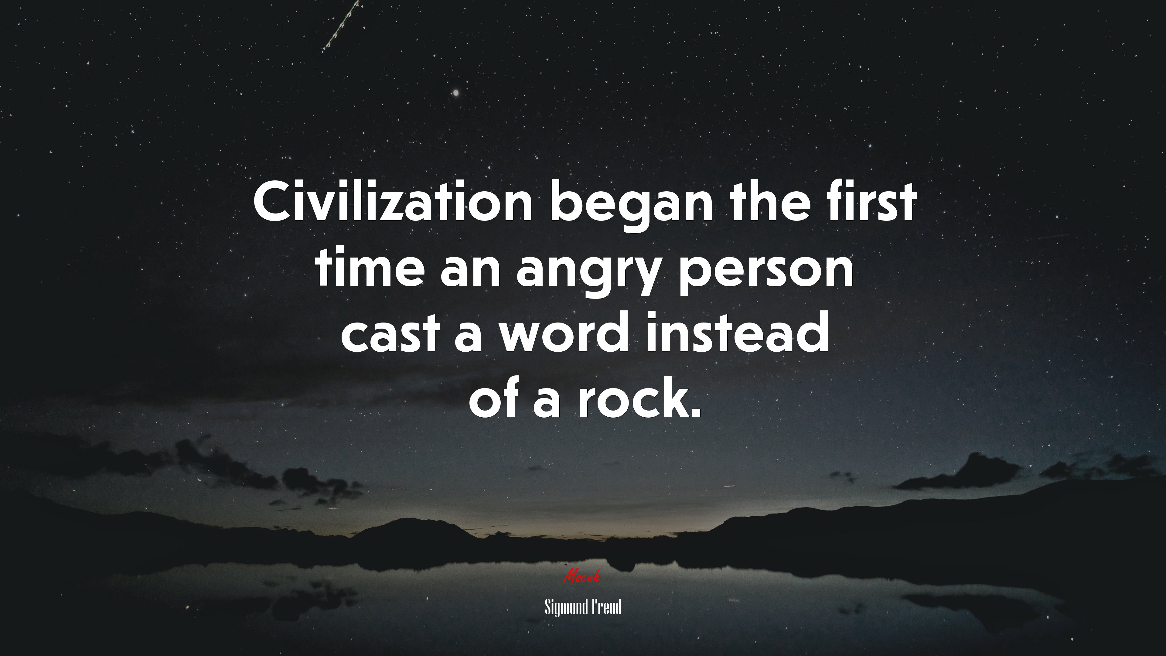 Civilization began the first time an angry person cast a word instead of a rock. | Sigmund Freud quote HD Wallpaper