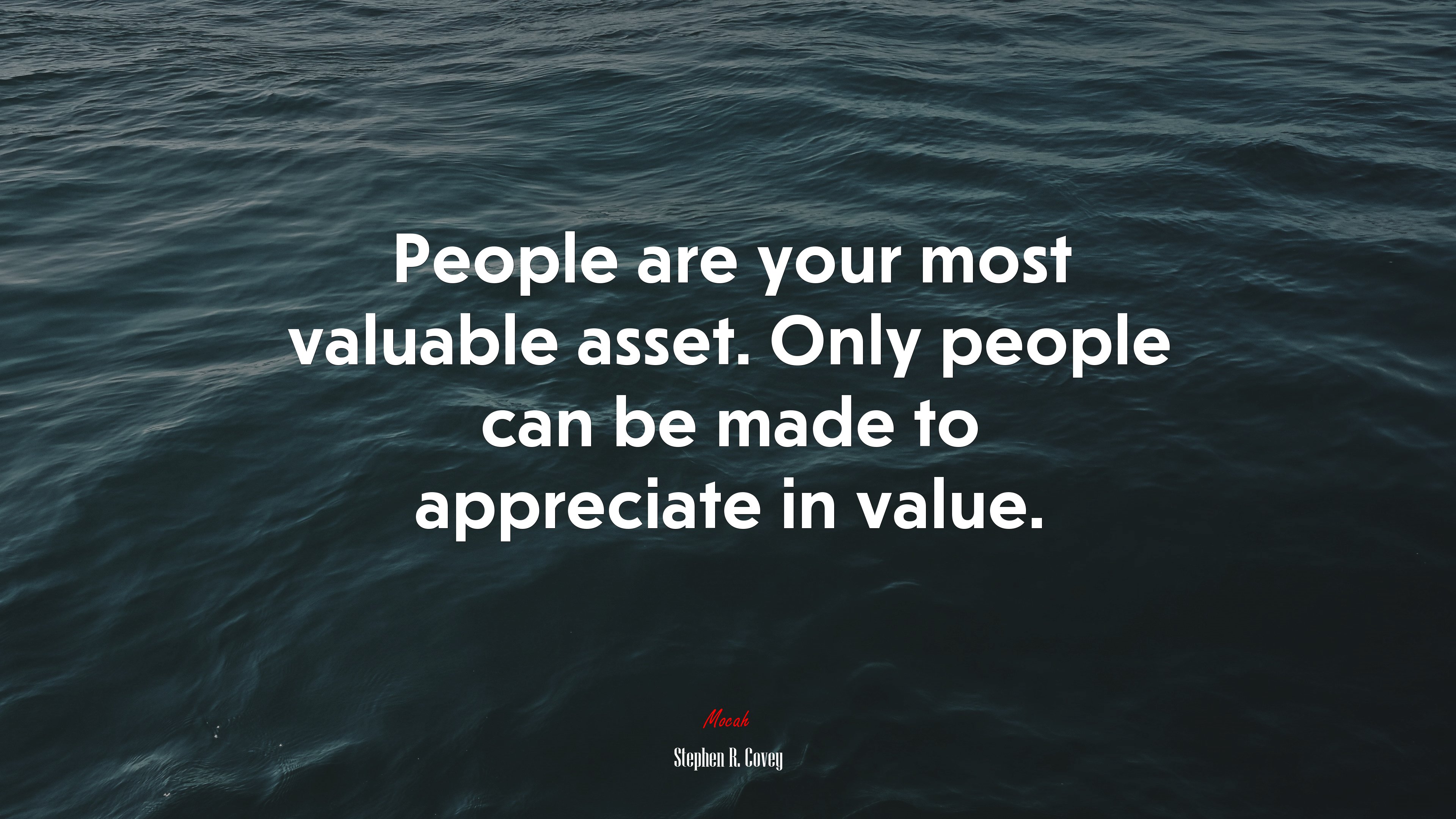 People are your most valuable asset. Only people can be made to appreciate in value. | Stephen R. Covey quote HD Wallpaper