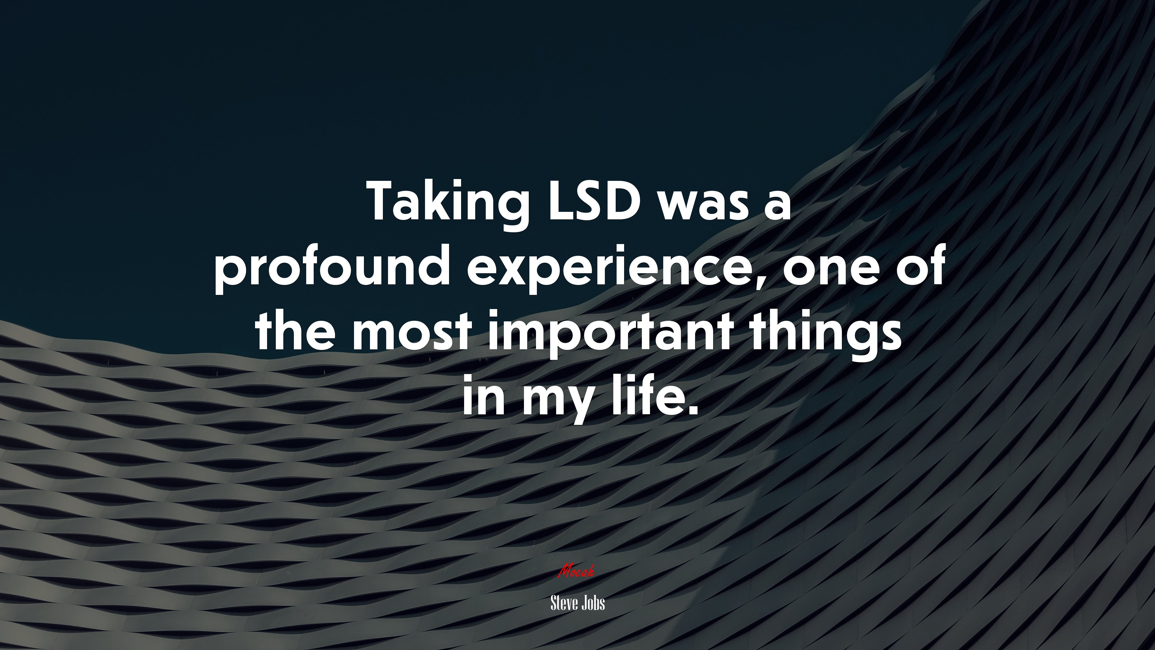 Taking LSD was a profound experience, one of the most important things in my life. | Steve Jobs quote HD Wallpaper