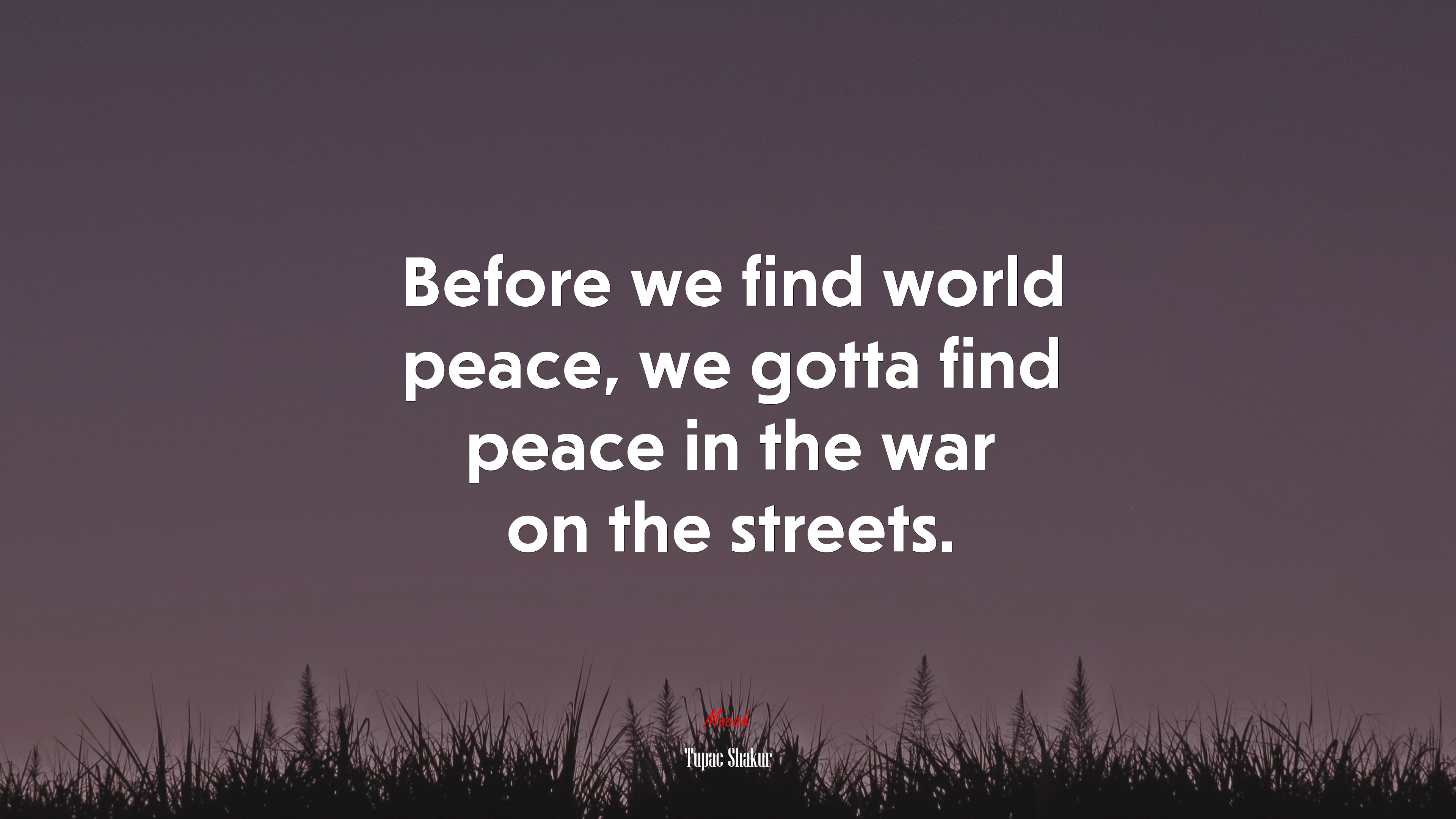 Before we find world peace, we gotta find peace in the war on the streets. | Tupac Shakur quote HD Wallpaper