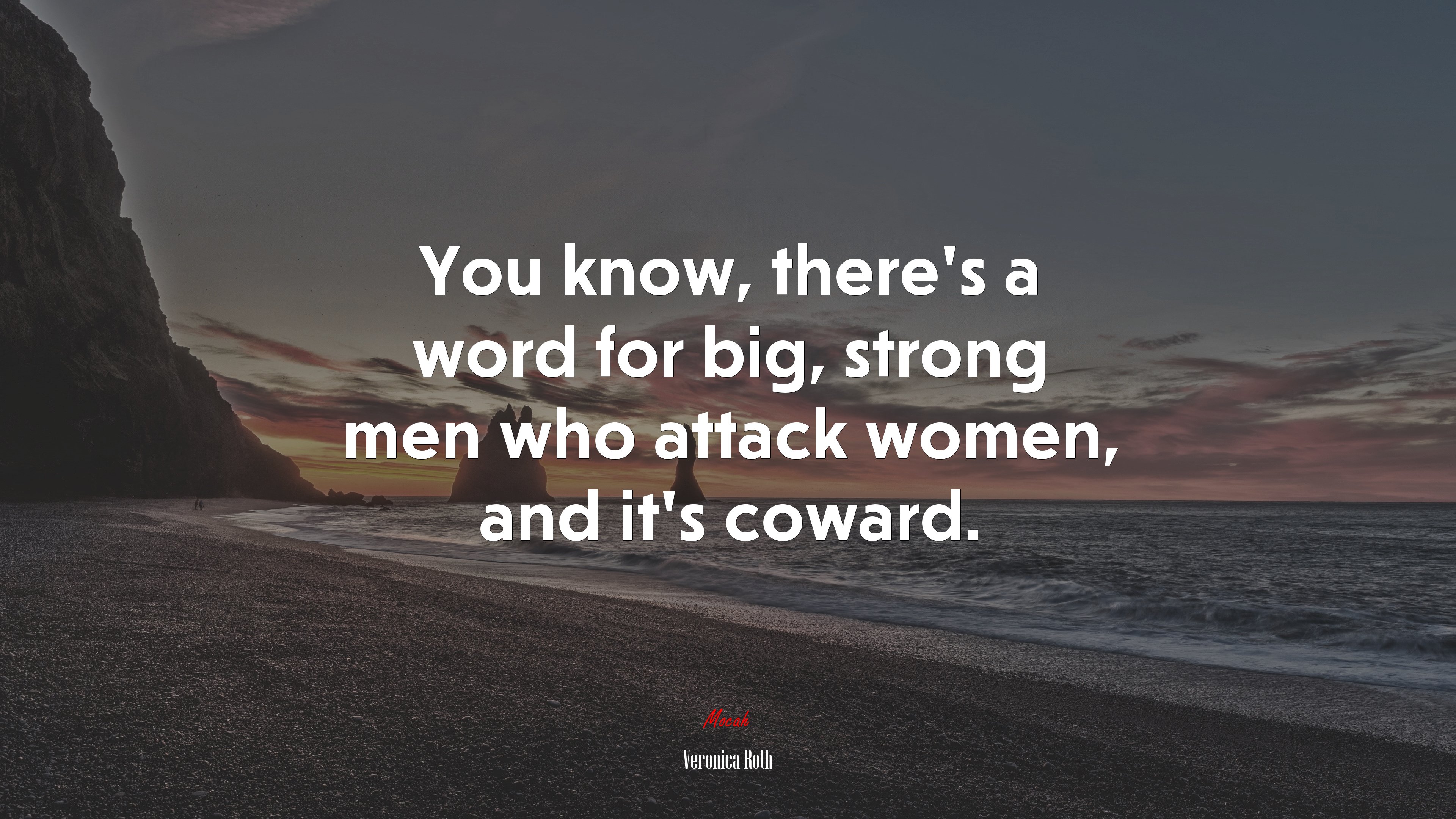 You know, there’s a word for big, strong men who attack women, and it’s coward. | Veronica Roth quote HD Wallpaper