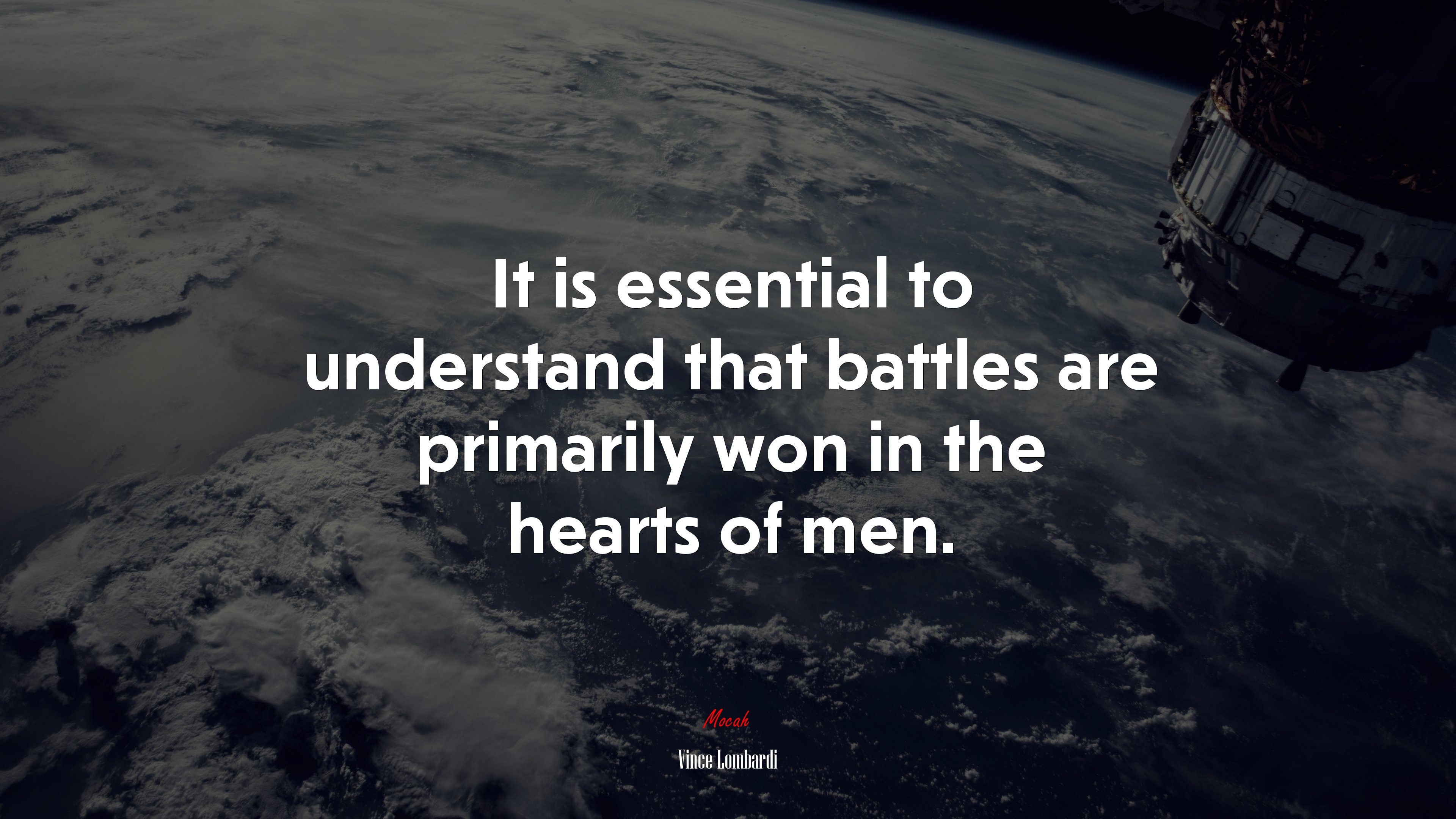It is essential to understand that battles are primarily won in the hearts of men. | Vince Lombardi quote HD Wallpaper