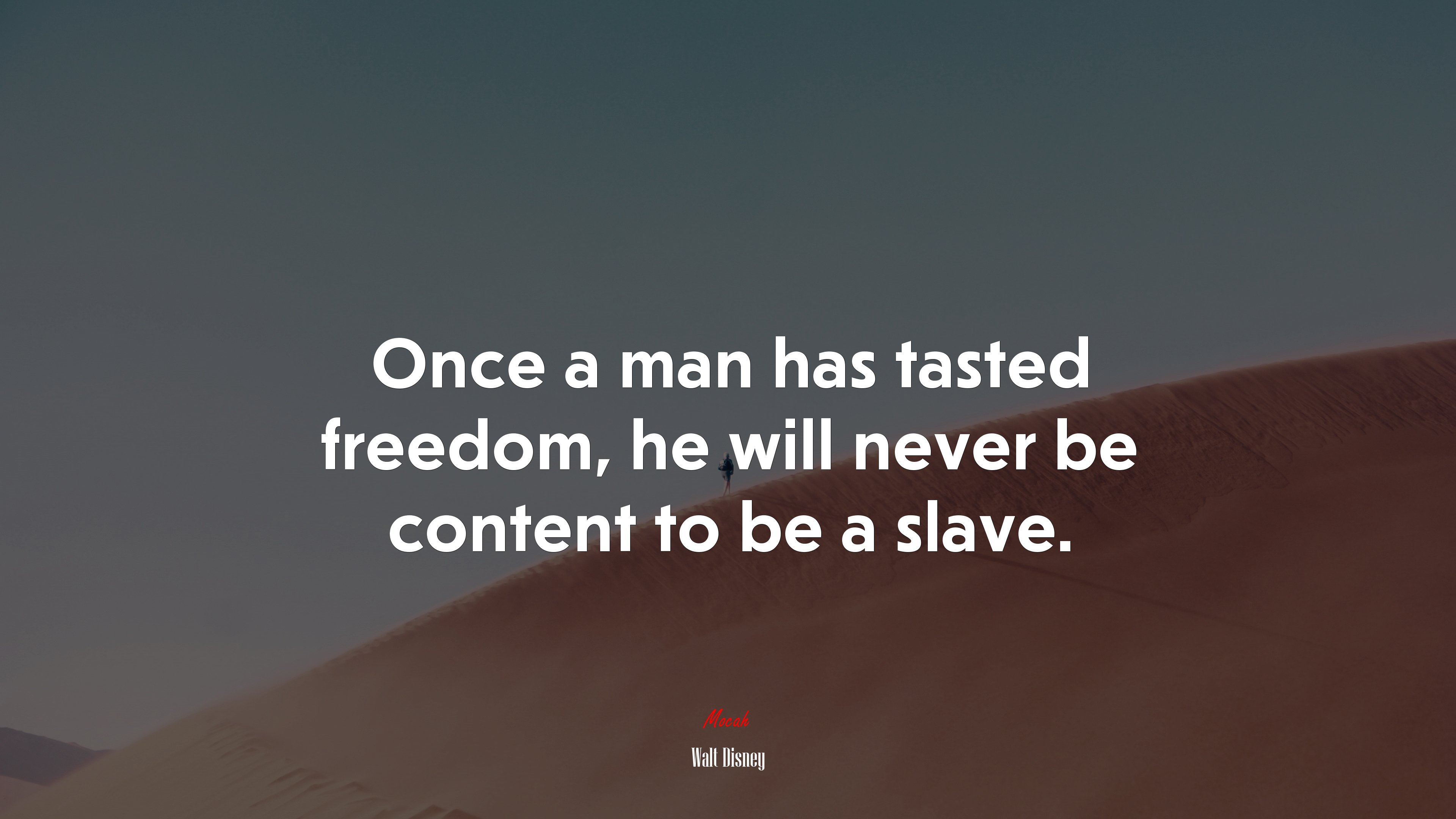 Once a man has tasted freedom, he will never be content to be a slave. | Walt Disney quote HD Wallpaper