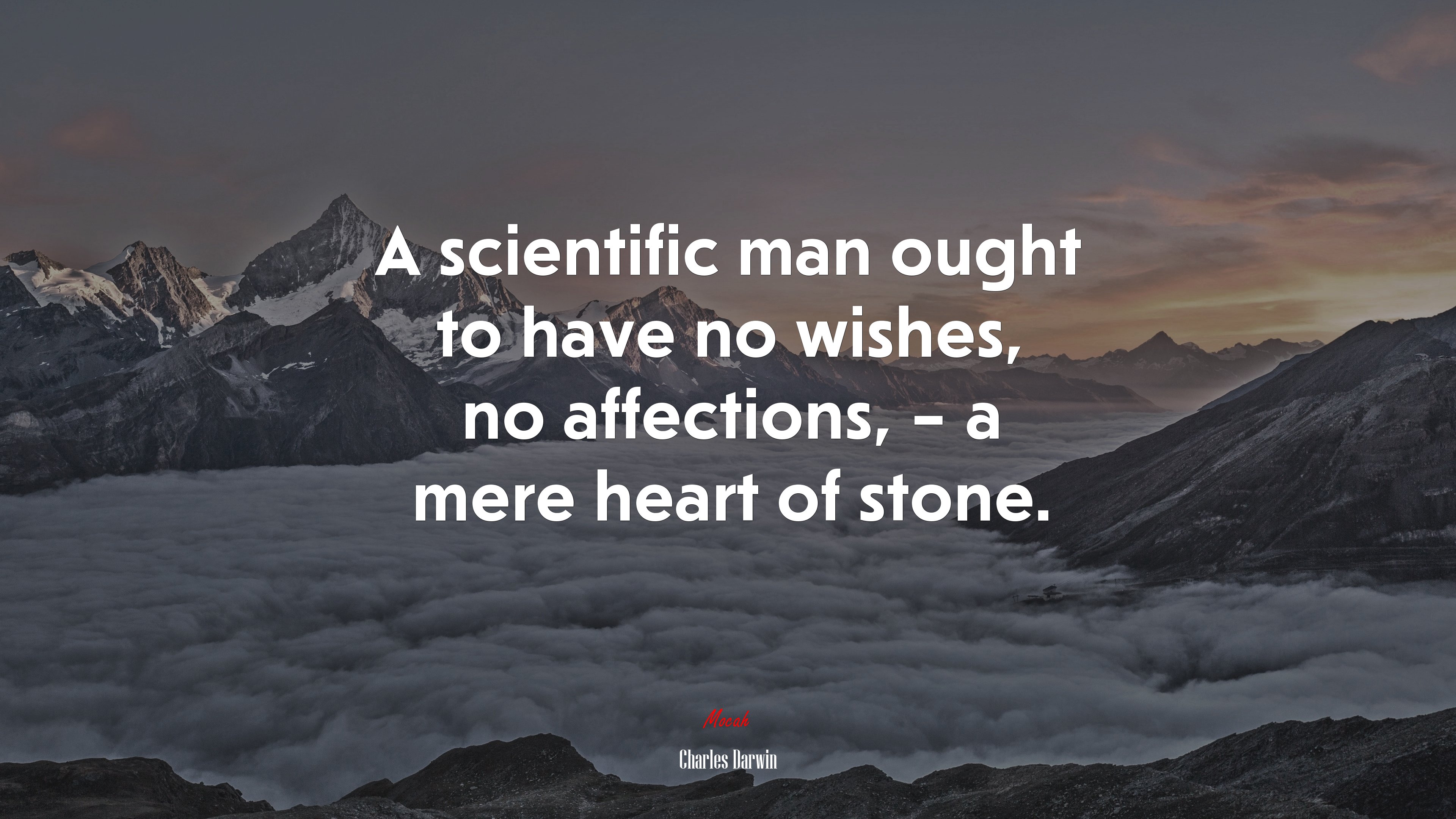 A scientific man ought to have no wishes, no affections, – a mere heart of stone. | Charles Darwin quote HD Wallpaper