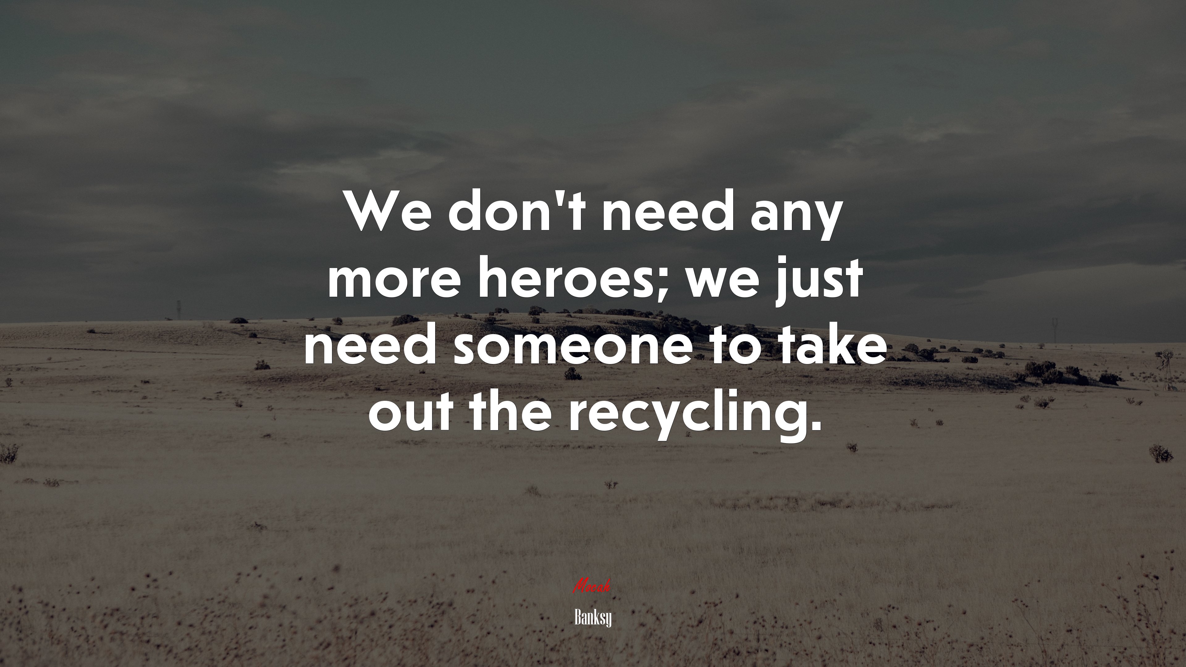 We don’t need any more heroes; we just need someone to take out the recycling. | Banksy quote HD Wallpaper