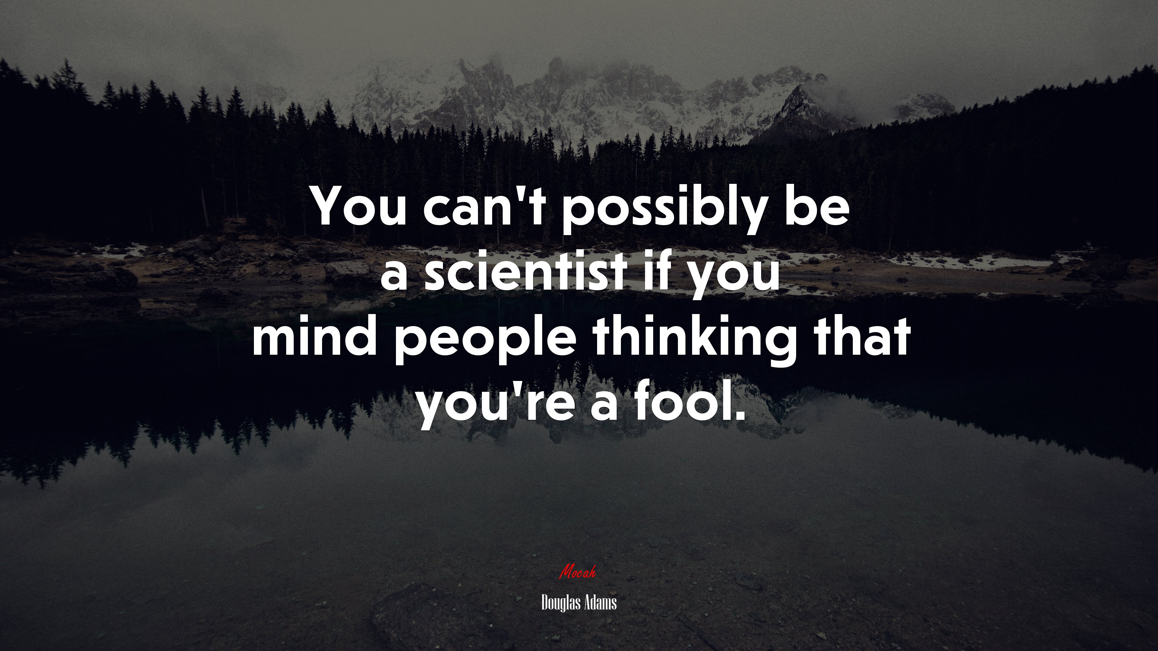 You can’t possibly be a scientist if you mind people thinking that you’re a fool. | Douglas Adams quote HD Wallpaper