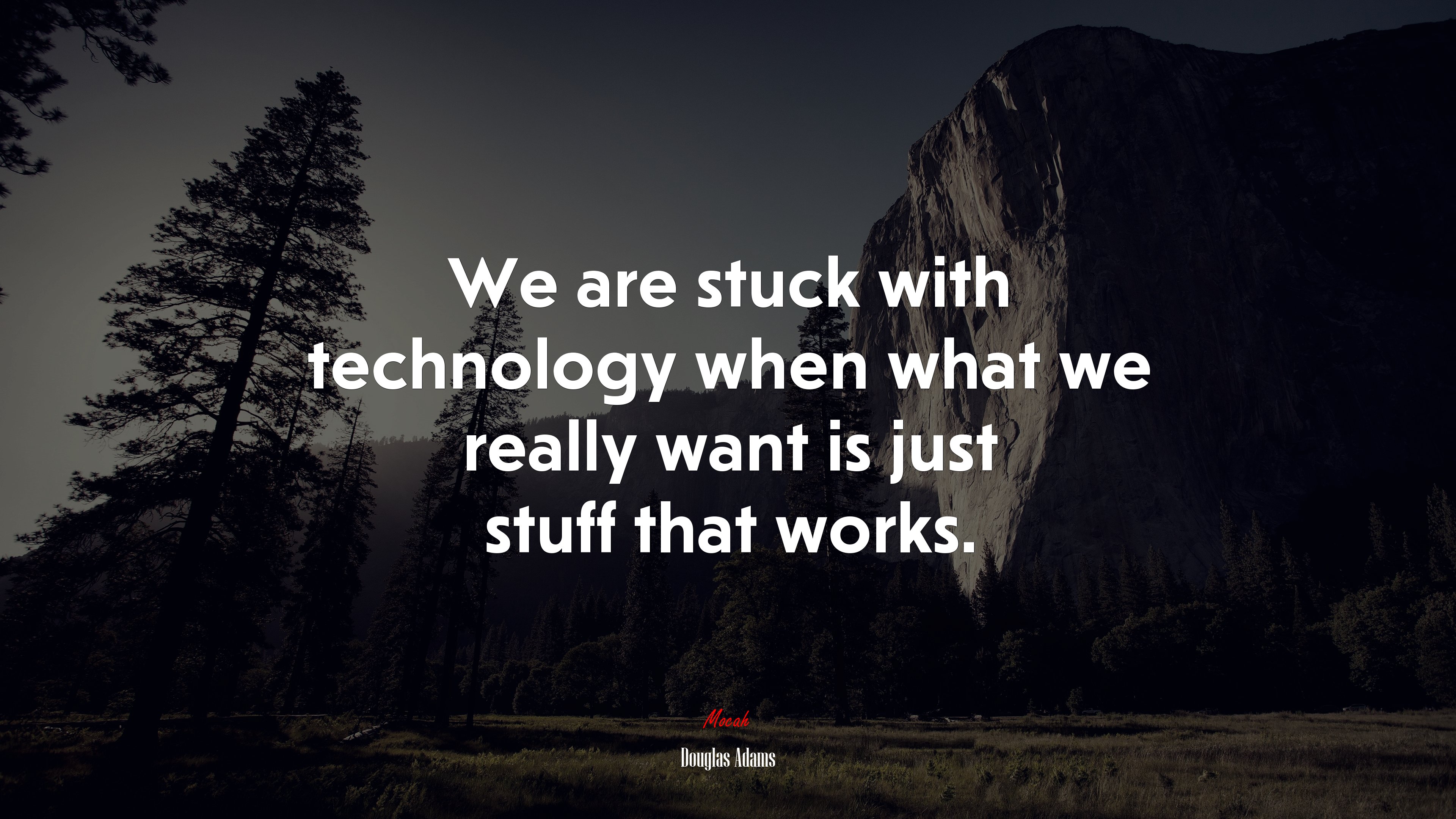We are stuck with technology when what we really want is just stuff that works. | Douglas Adams quote HD Wallpaper