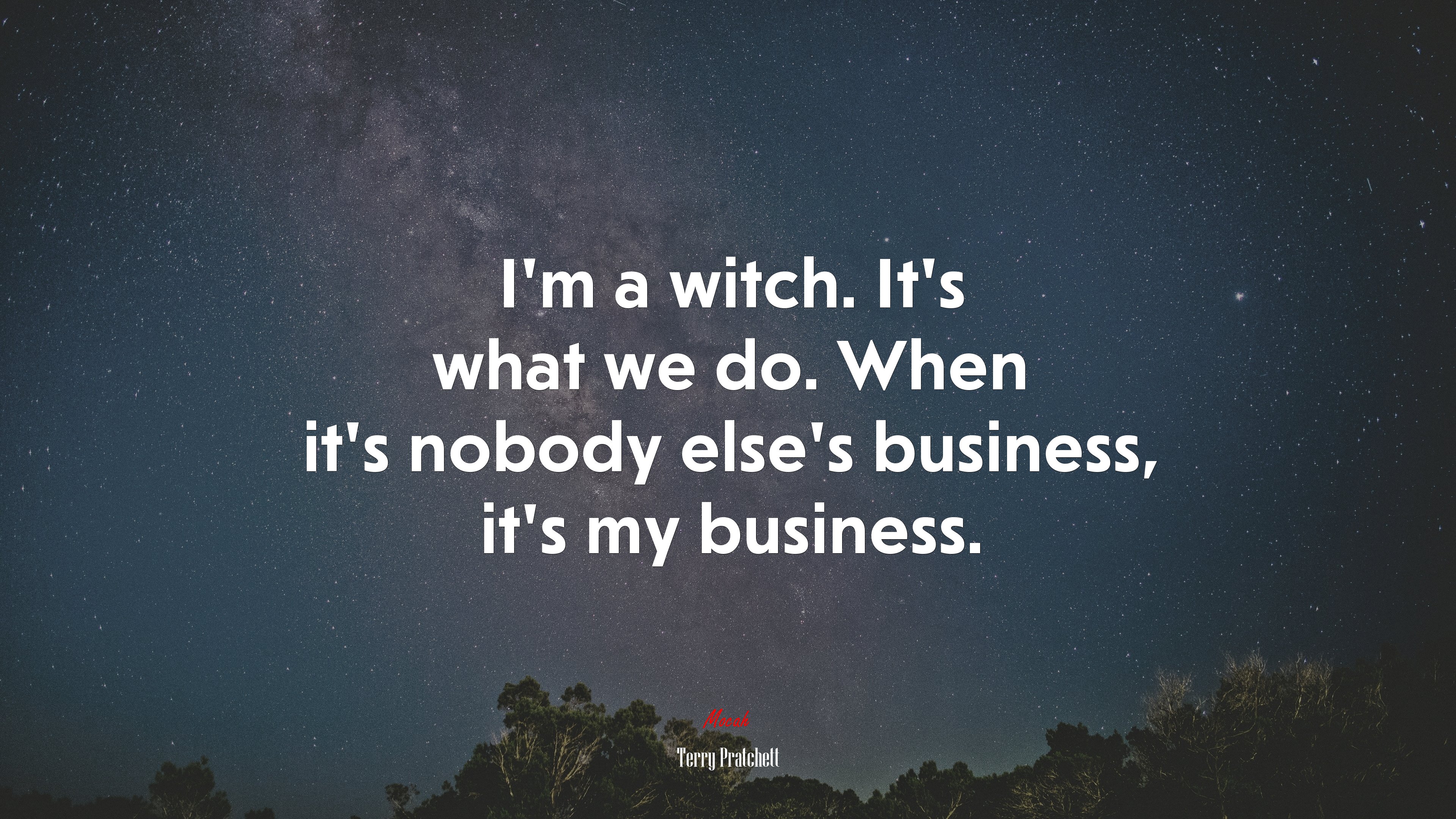 I’m a witch. It’s what we do. When it’s nobody else’s business, it’s my business. | Terry Pratchett quote HD Wallpaper