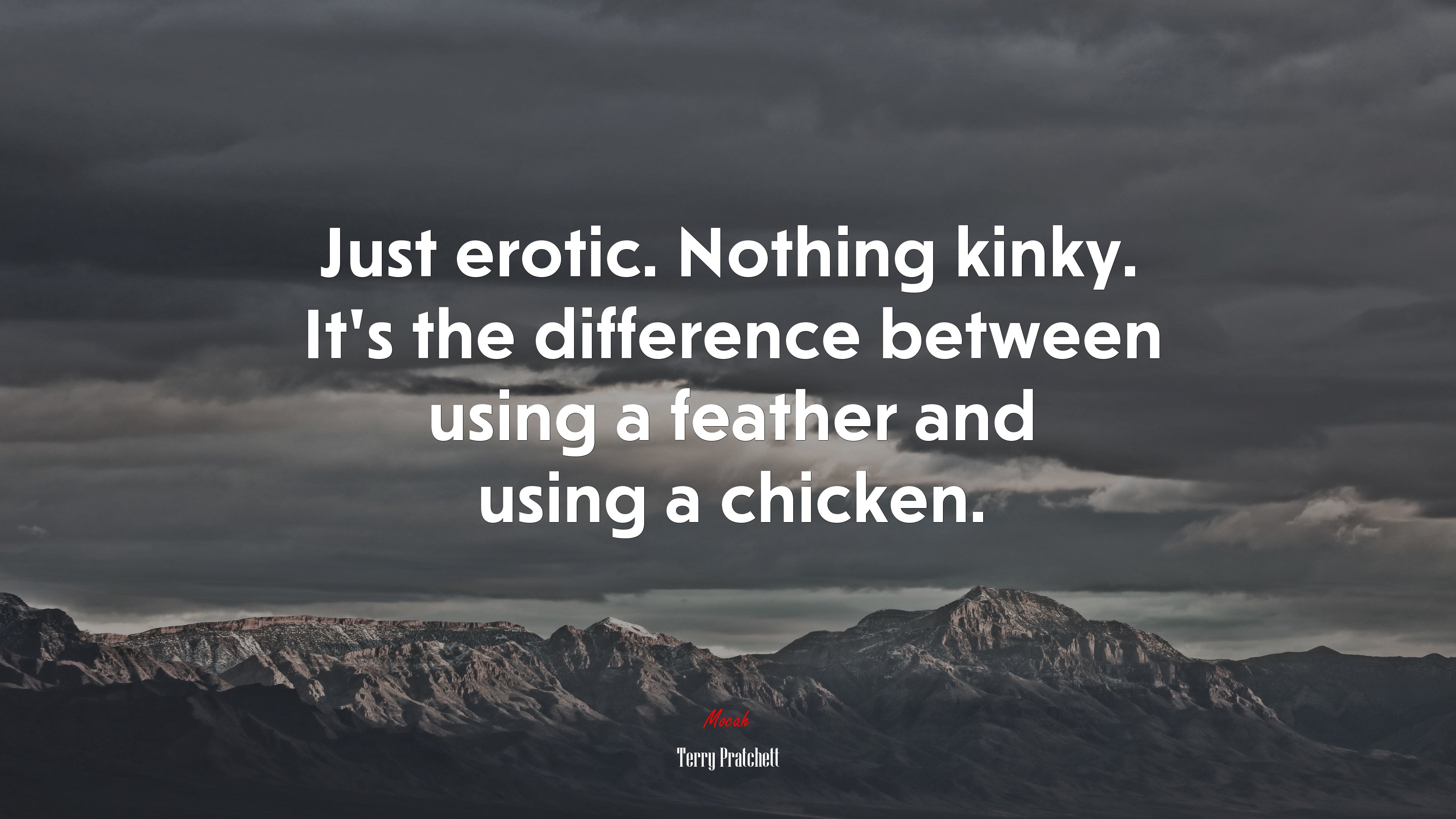 Just erotic. Nothing kinky. It’s the difference between using a feather and using a chicken. | Terry Pratchett quote HD Wallpaper