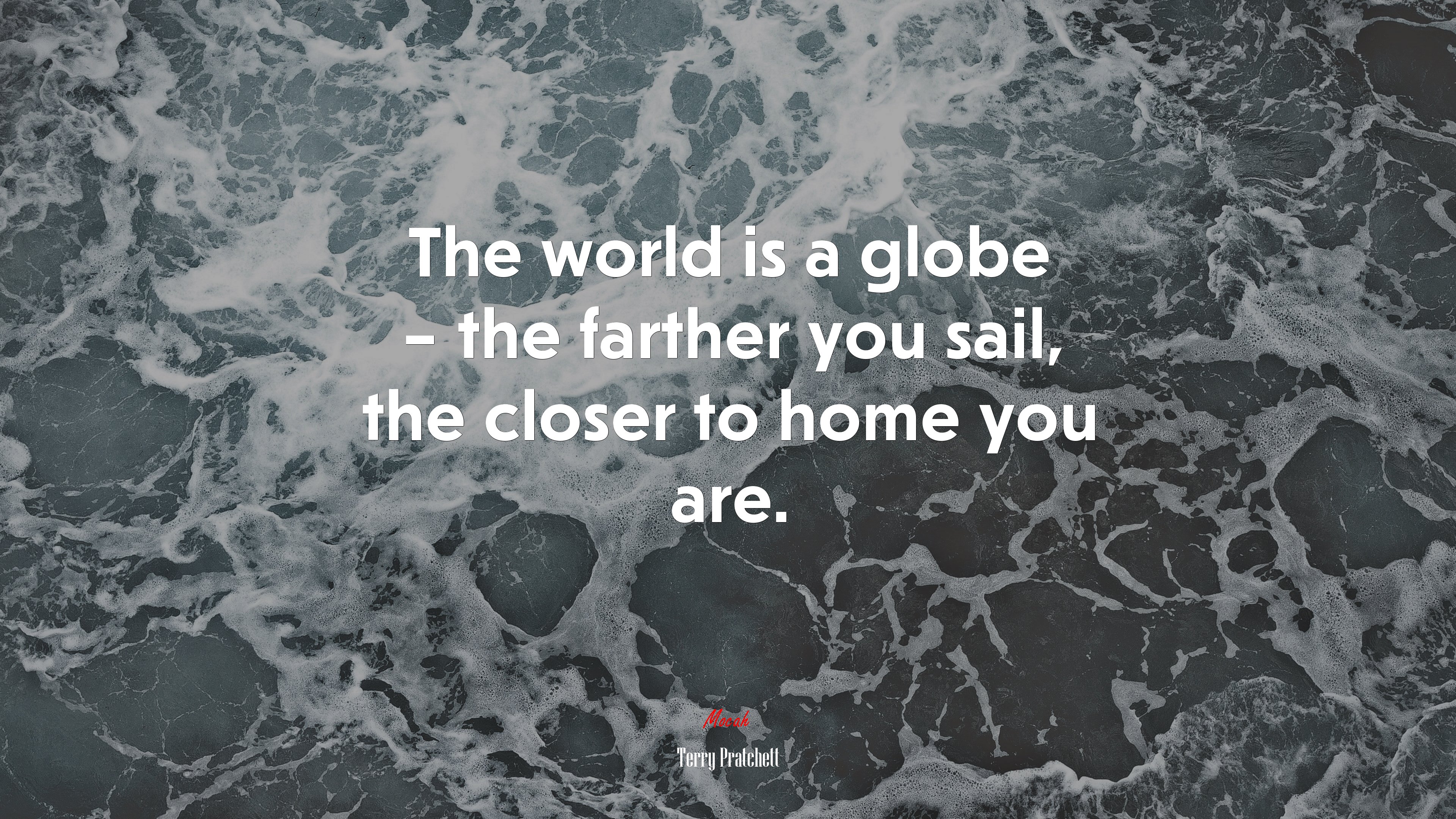 The world is a globe – the farther you sail, the closer to home you are. | Terry Pratchett quote HD Wallpaper