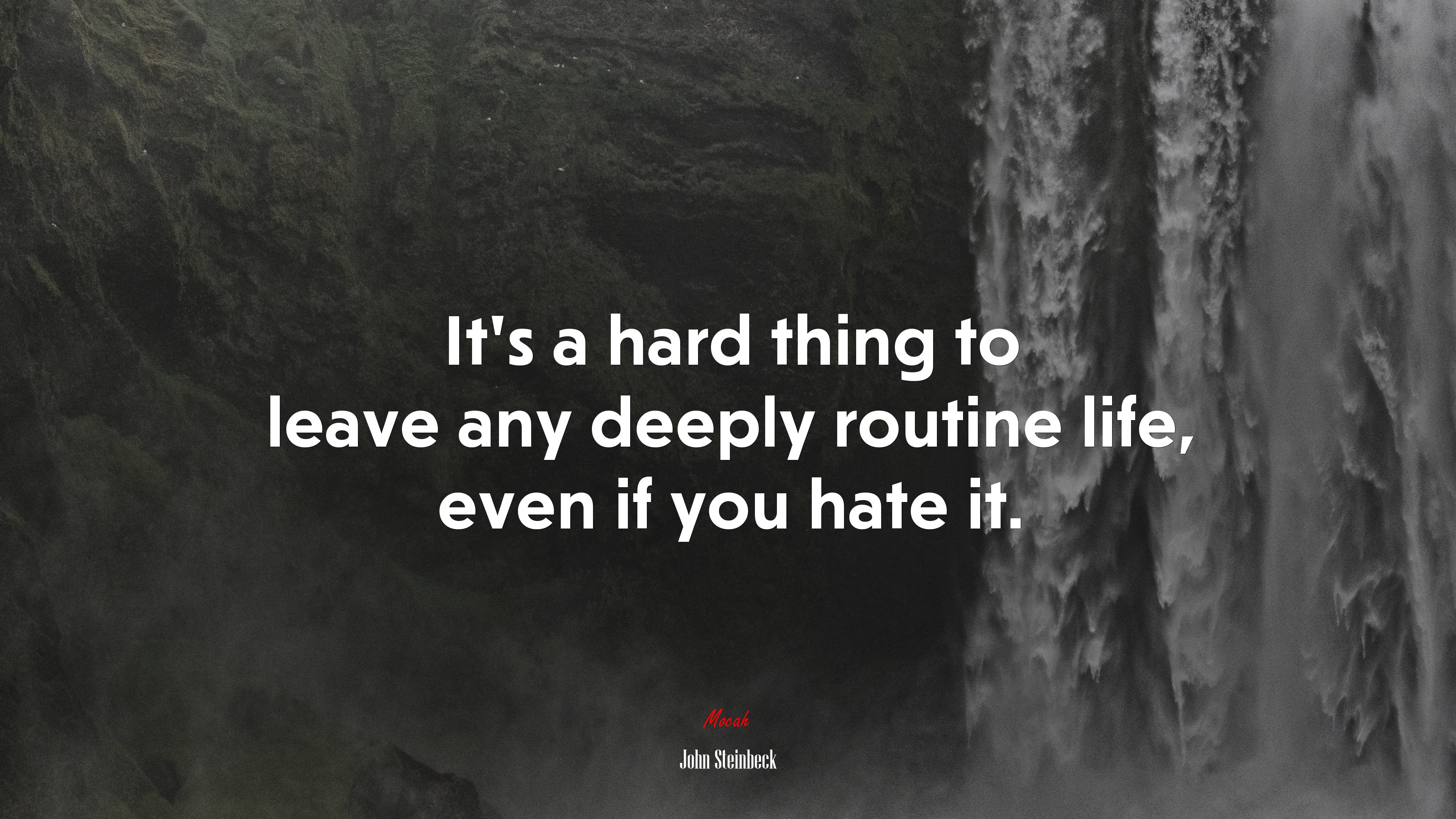 It’s a hard thing to leave any deeply routine life, even if you hate it. | John Steinbeck quote HD Wallpaper