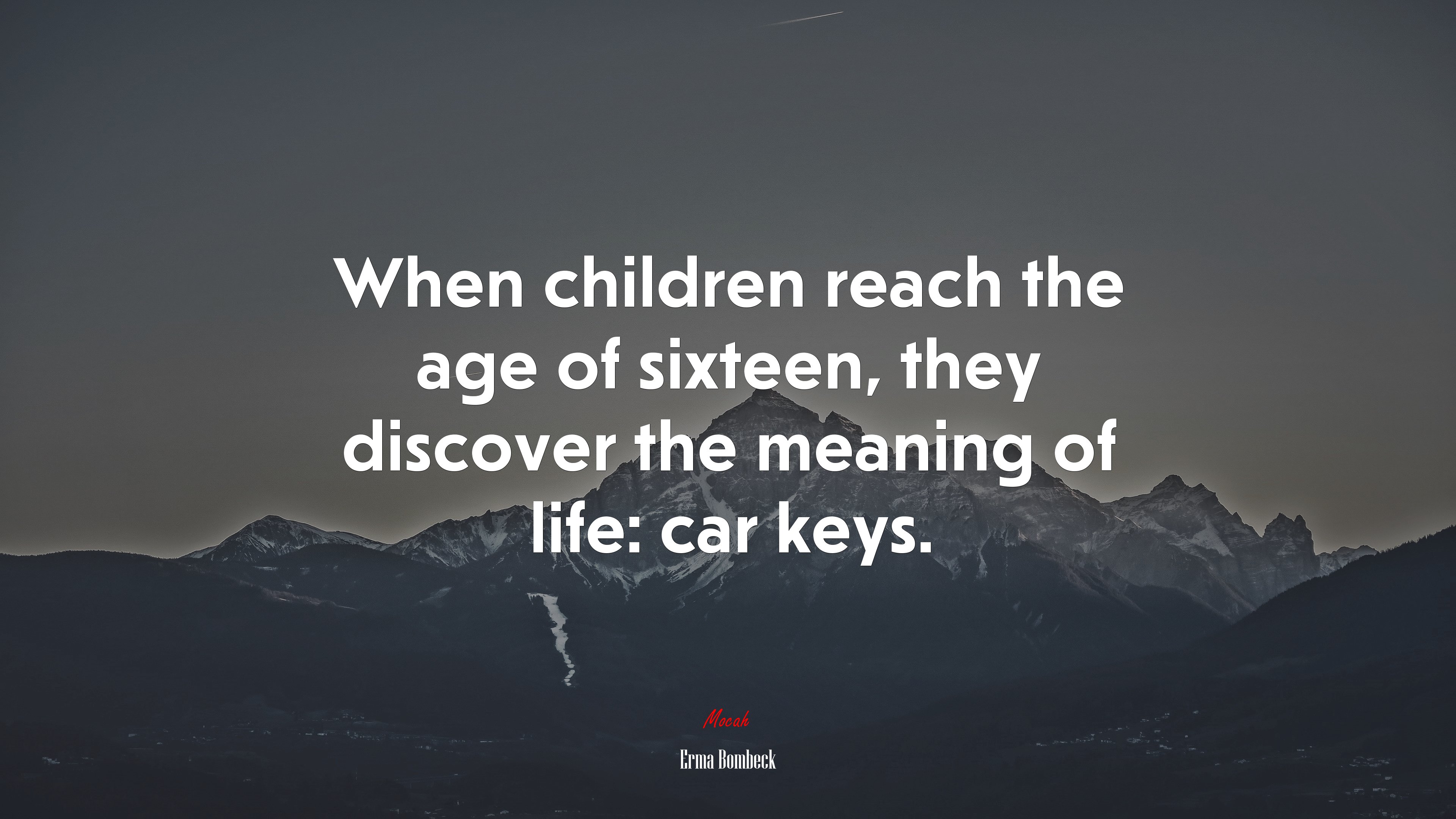 When children reach the age of sixteen, they discover the meaning of life: car keys. | Erma Bombeck quote HD Wallpaper