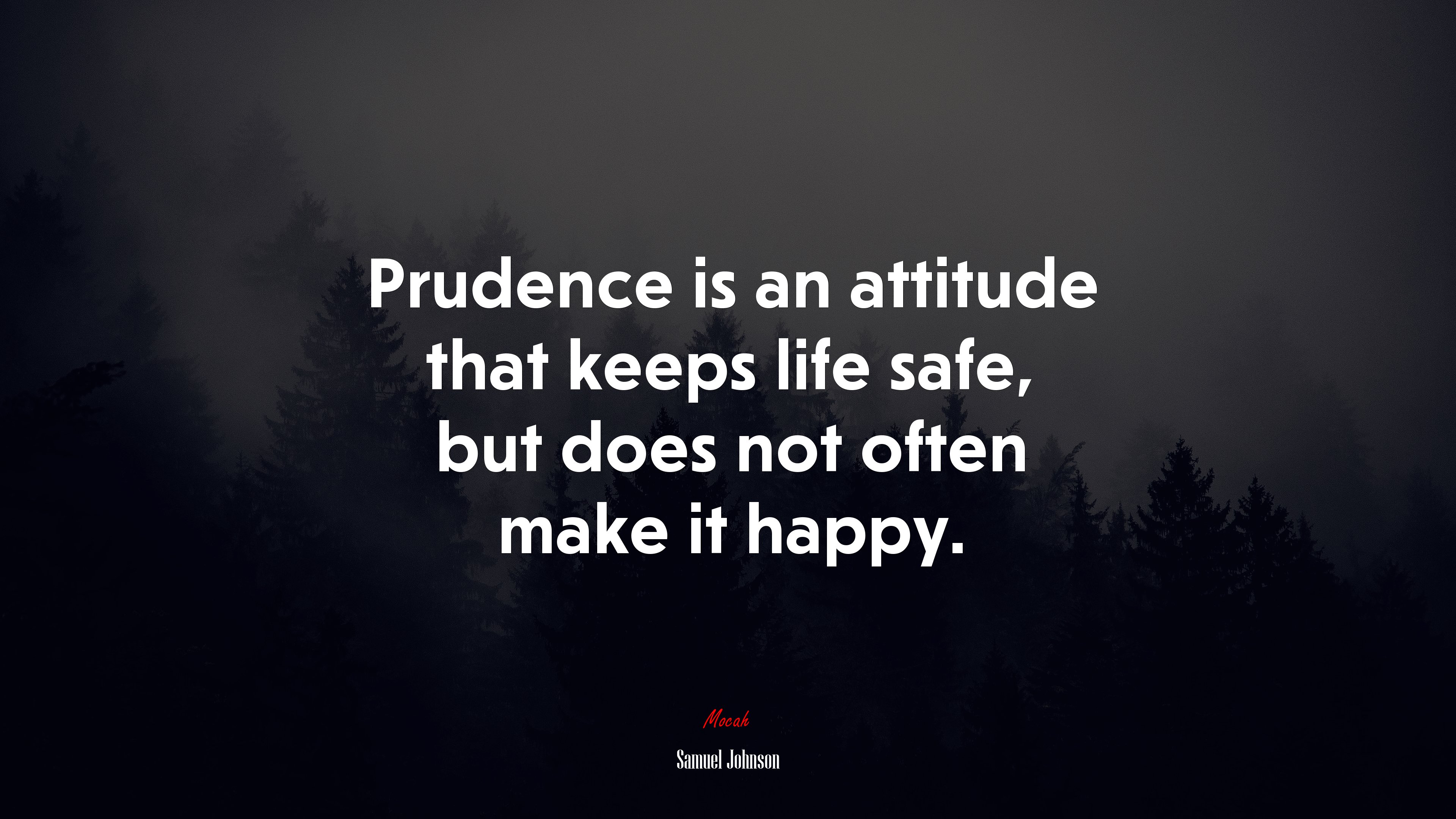 Prudence is an attitude that keeps life safe, but does not often make it happy. | Samuel Johnson quote HD Wallpaper