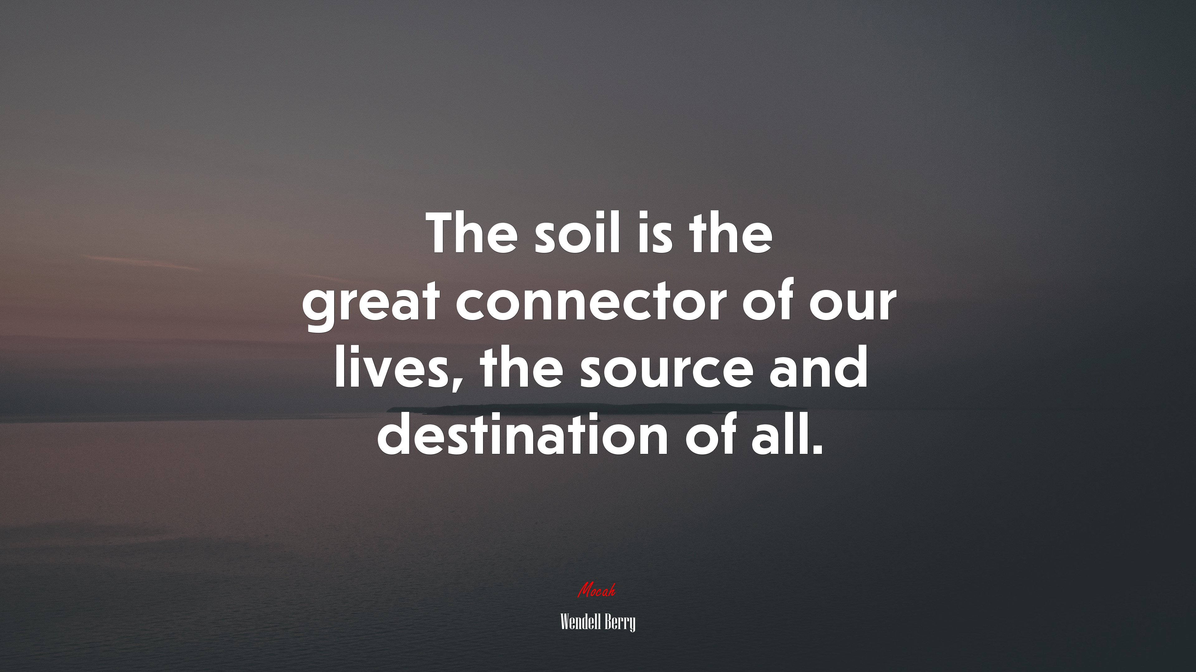 The soil is the great connector of our lives, the source and destination of all. | Wendell Berry quote HD Wallpaper