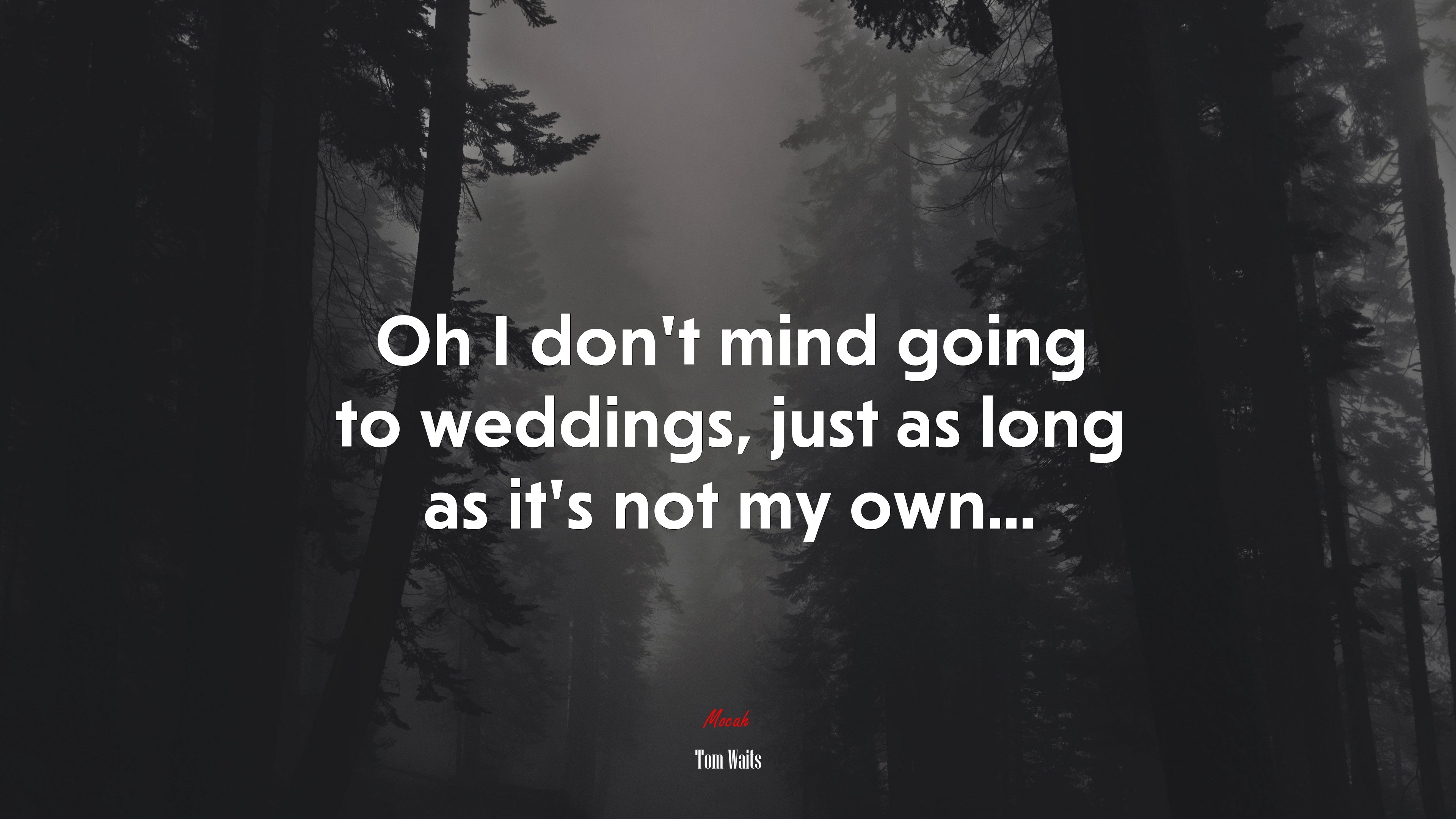 Oh I don’t mind going to weddings, just as long as it’s not my own... | Tom Waits quote HD Wallpaper