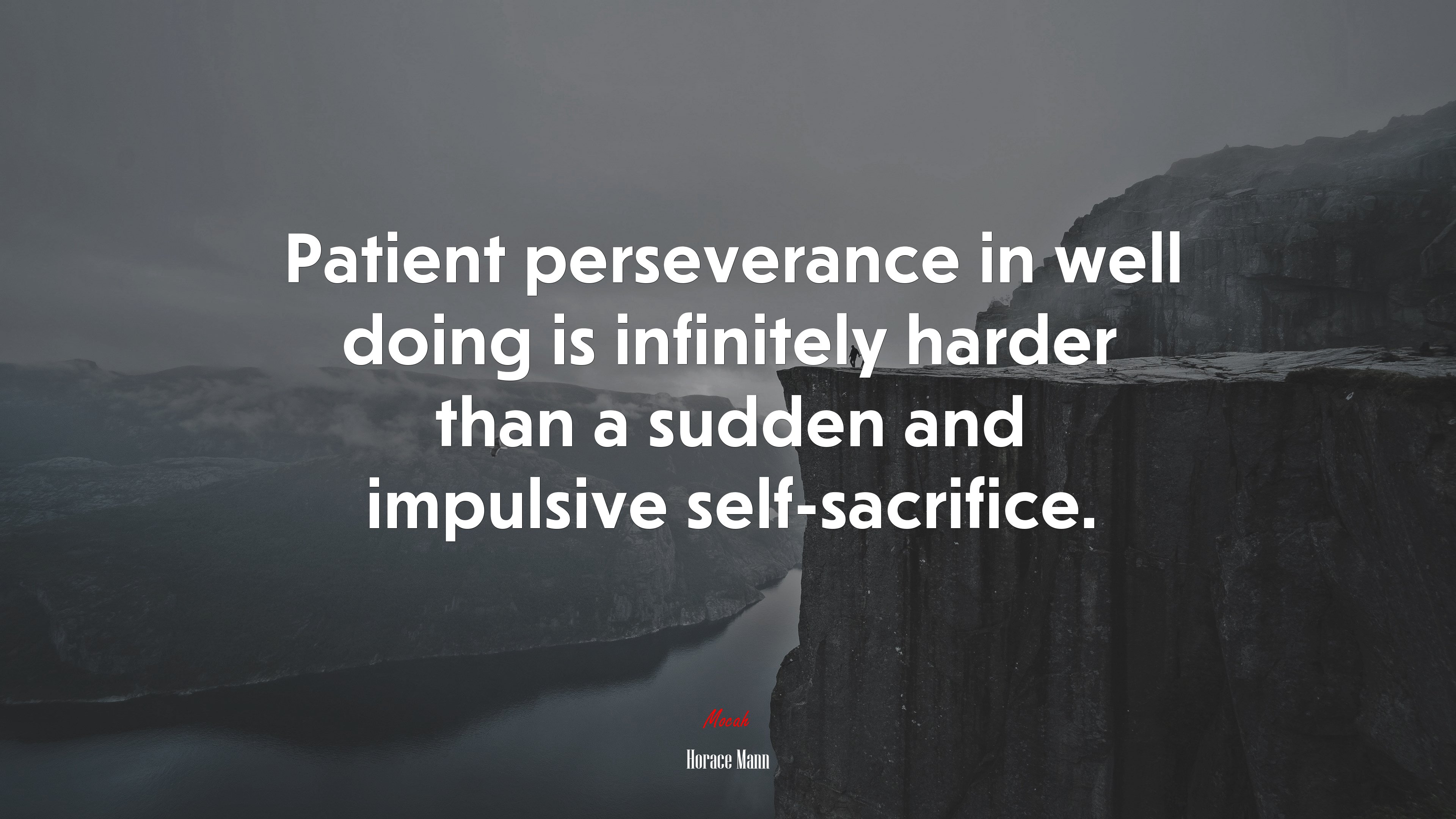 Patient perseverance in well doing is infinitely harder than a sudden and impulsive self-sacrifice. | Horace Mann quote HD Wallpaper