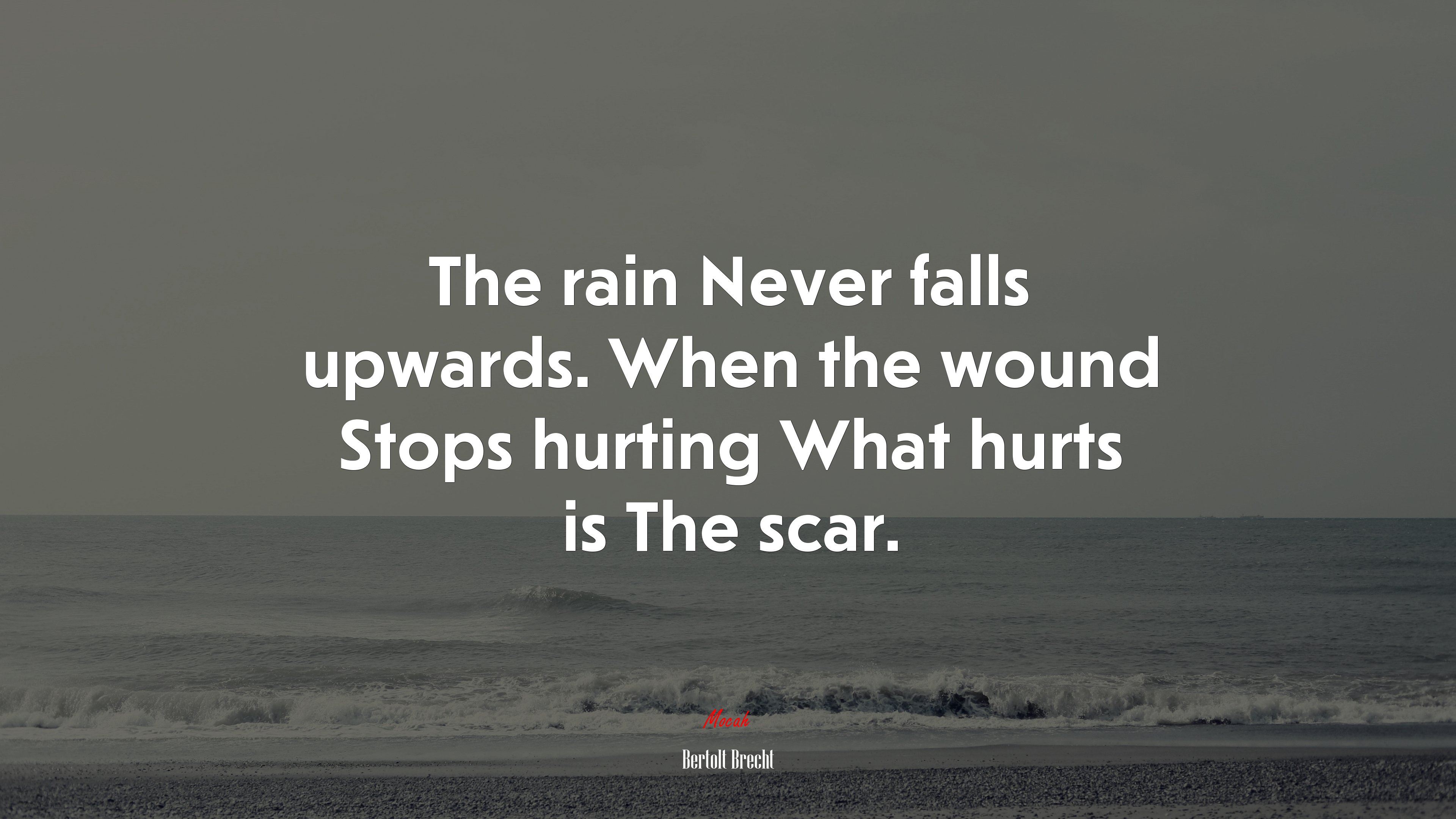 The rain Never falls upwards. When the wound Stops hurting What hurts is The scar. | Bertolt Brecht quote HD Wallpaper