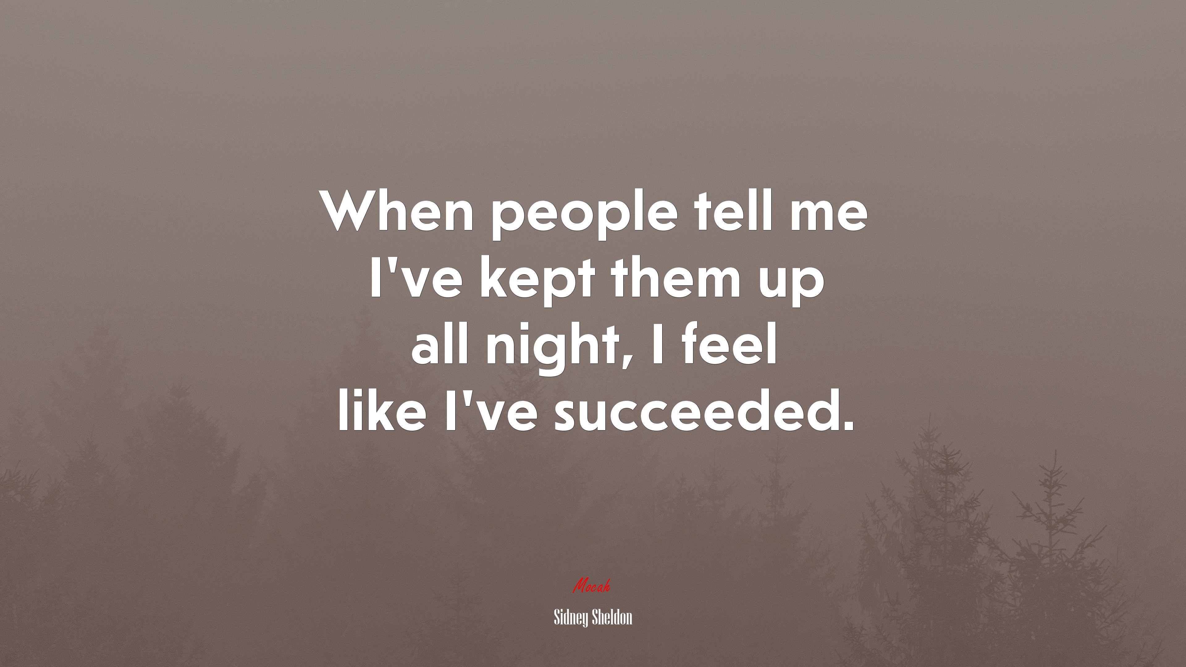 When people tell me I’ve kept them up all night, I feel like I’ve succeeded. | Sidney Sheldon quote HD Wallpaper