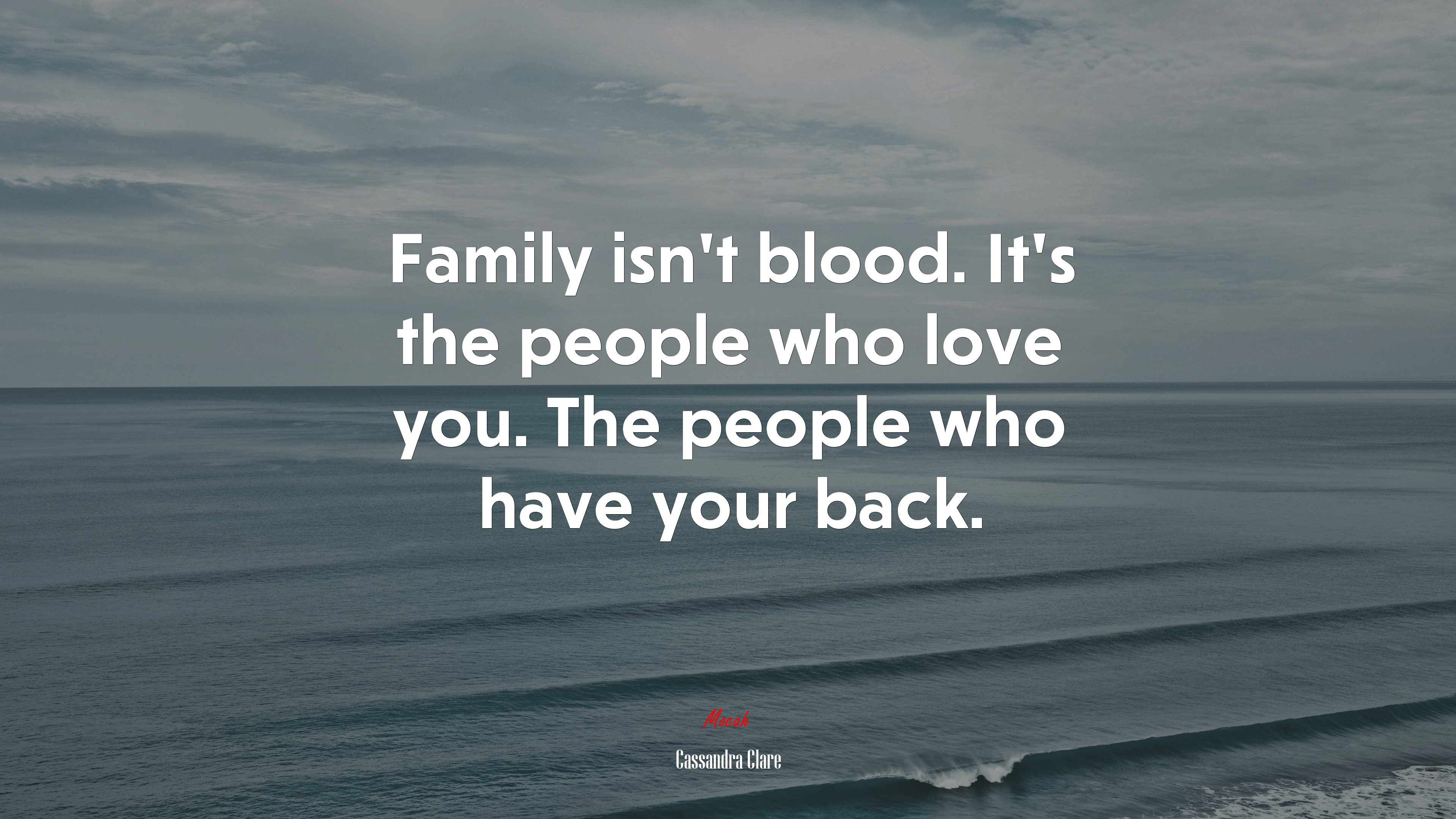 Family isn’t blood. It’s the people who love you. The people who have your back. | Cassandra Clare quote HD Wallpaper