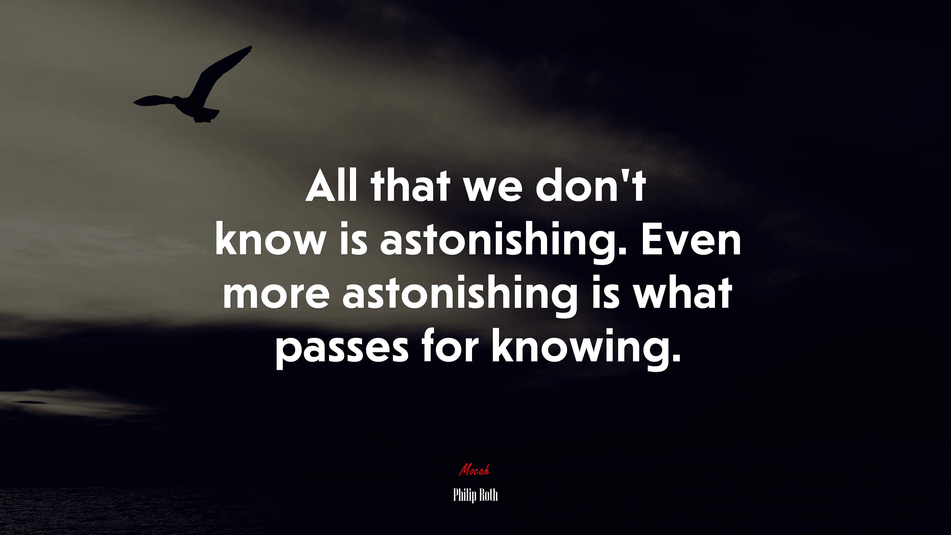 All that we don’t know is astonishing. Even more astonishing is what passes for knowing. | Philip Roth quote HD Wallpaper