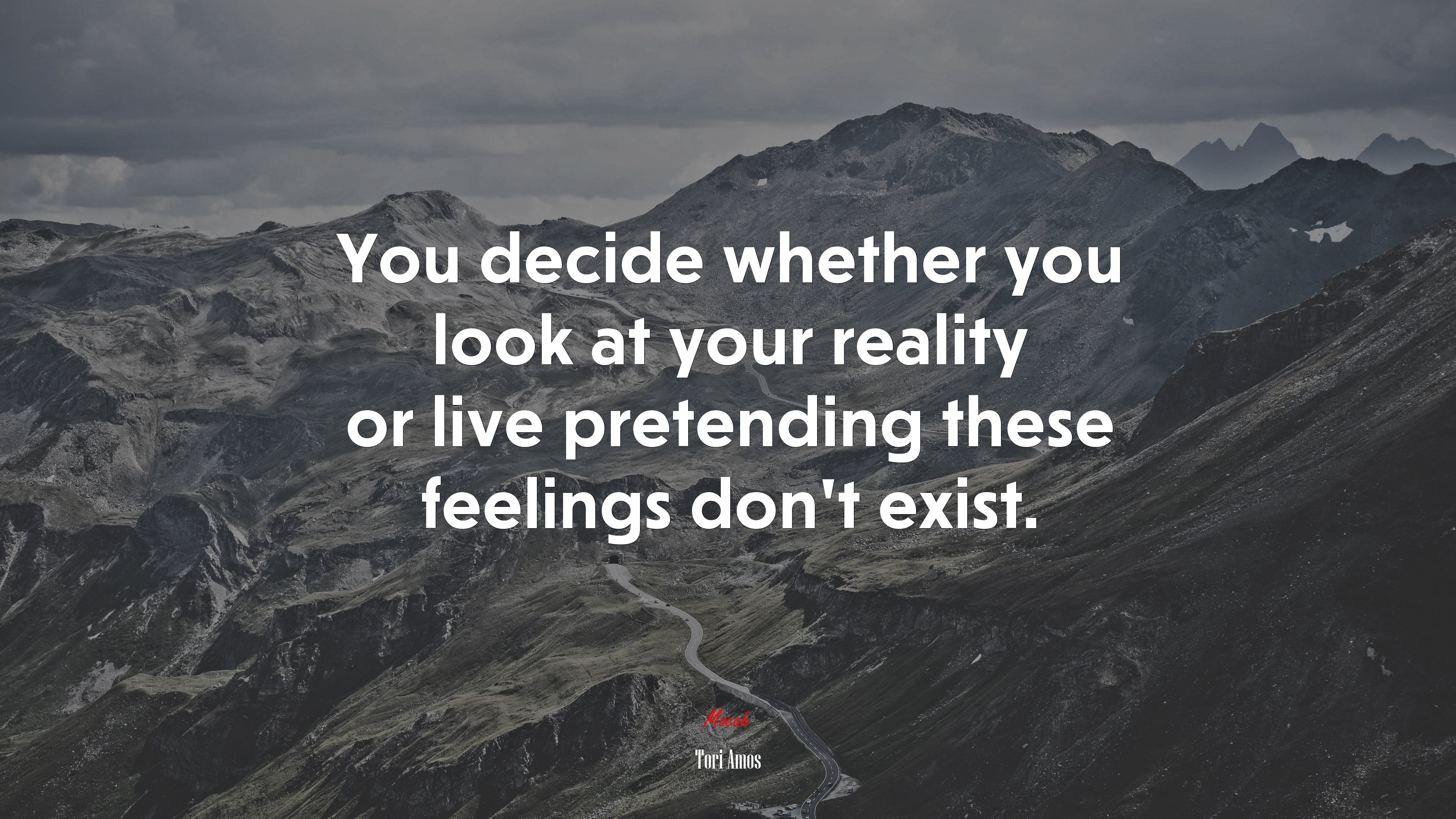 You decide whether you look at your reality or live pretending these feelings don’t exist. | Tori Amos quote HD Wallpaper