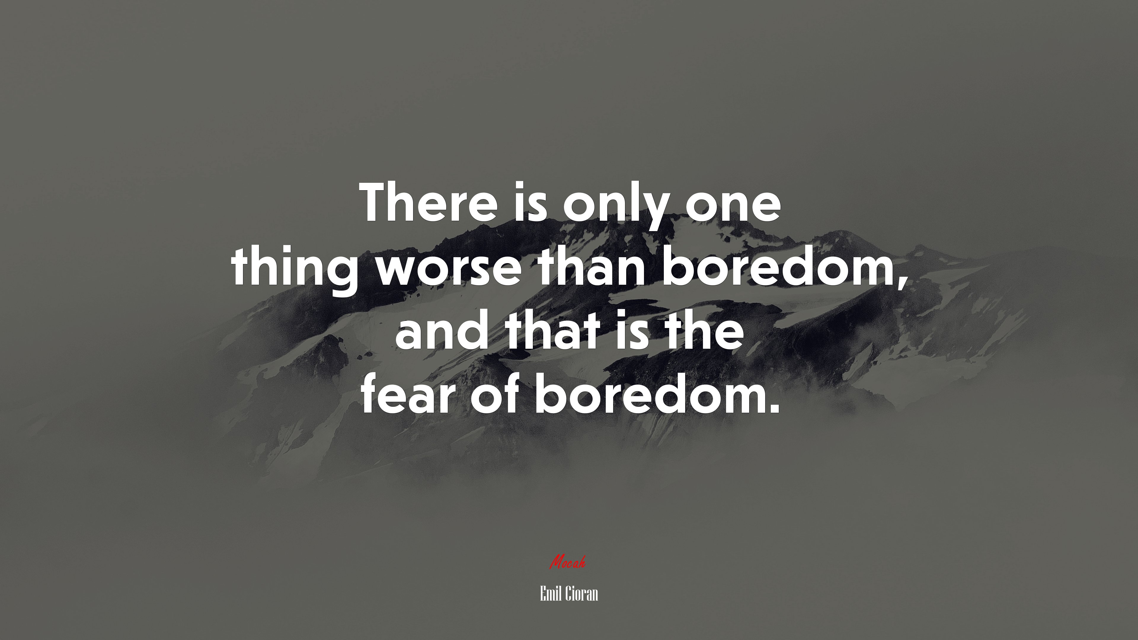 There is only one thing worse than boredom, and that is the fear of boredom. | Emil Cioran quote HD Wallpaper