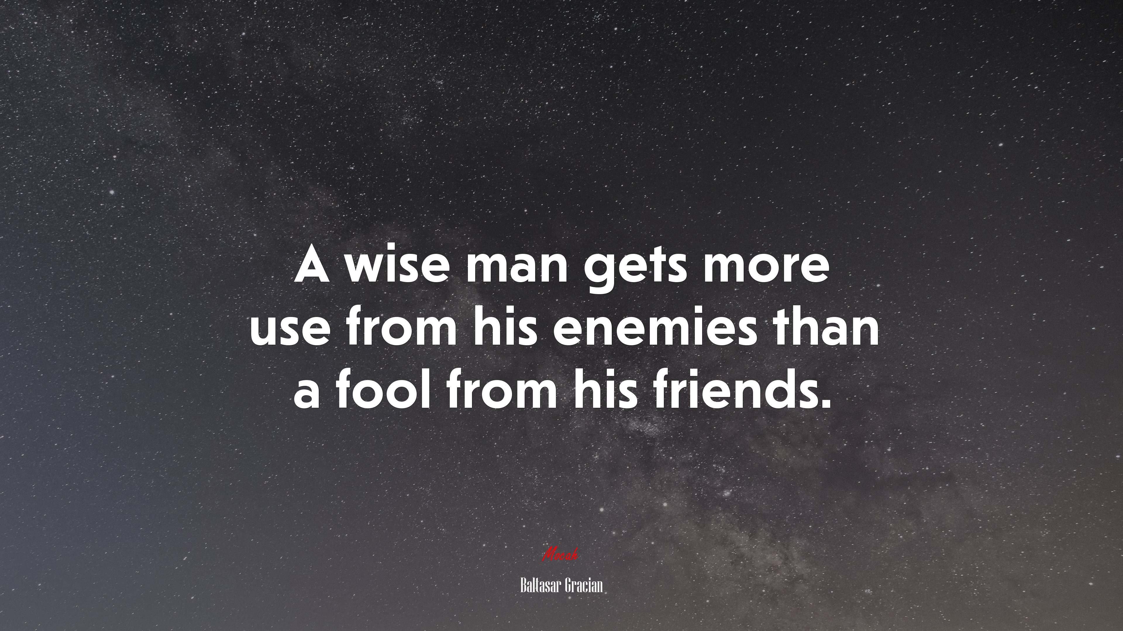 A wise man gets more use from his enemies than a fool from his friends. | Baltasar Gracián quote HD Wallpaper