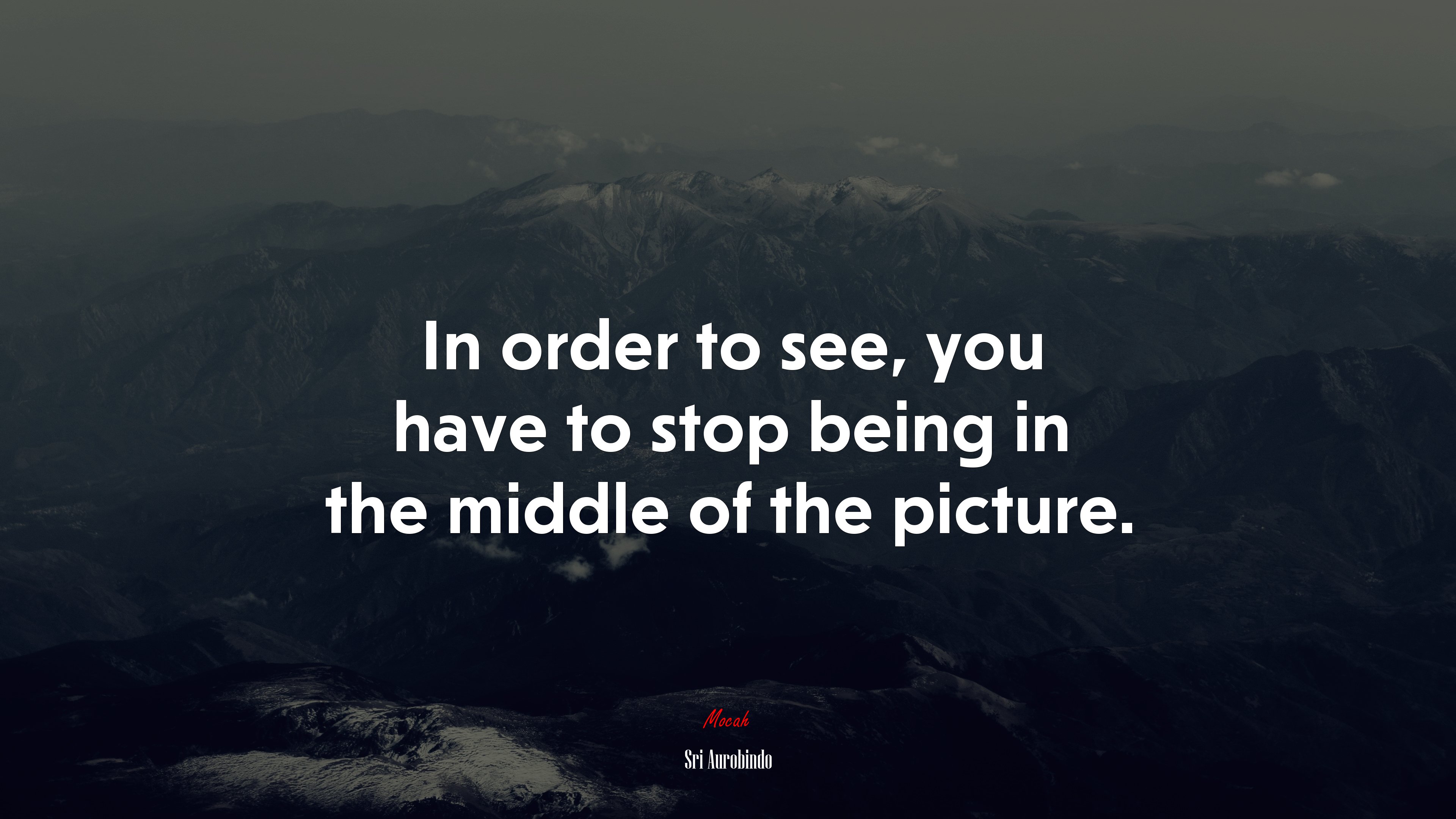 In order to see, you have to stop being in the middle of the picture. | Sri Aurobindo quote HD Wallpaper
