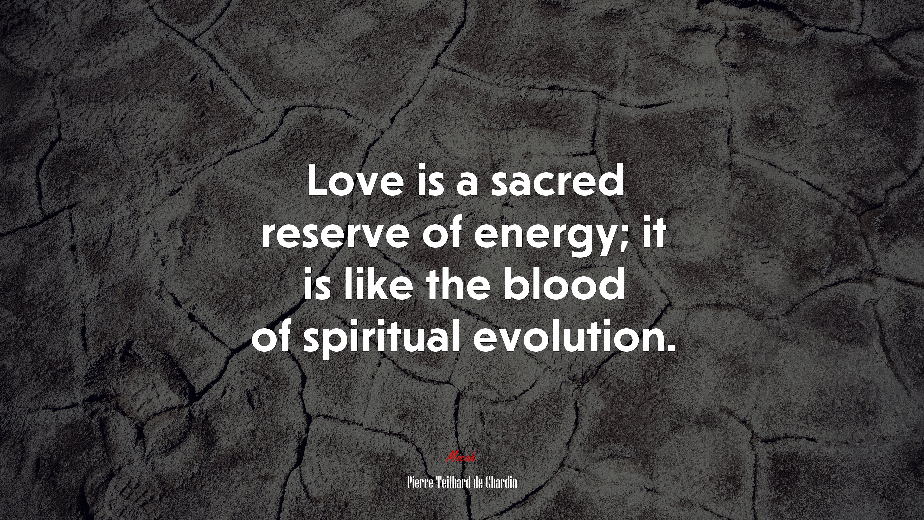 Love is a sacred reserve of energy; it is like the blood of spiritual evolution. | Pierre Teilhard de Chardin quote HD Wallpaper