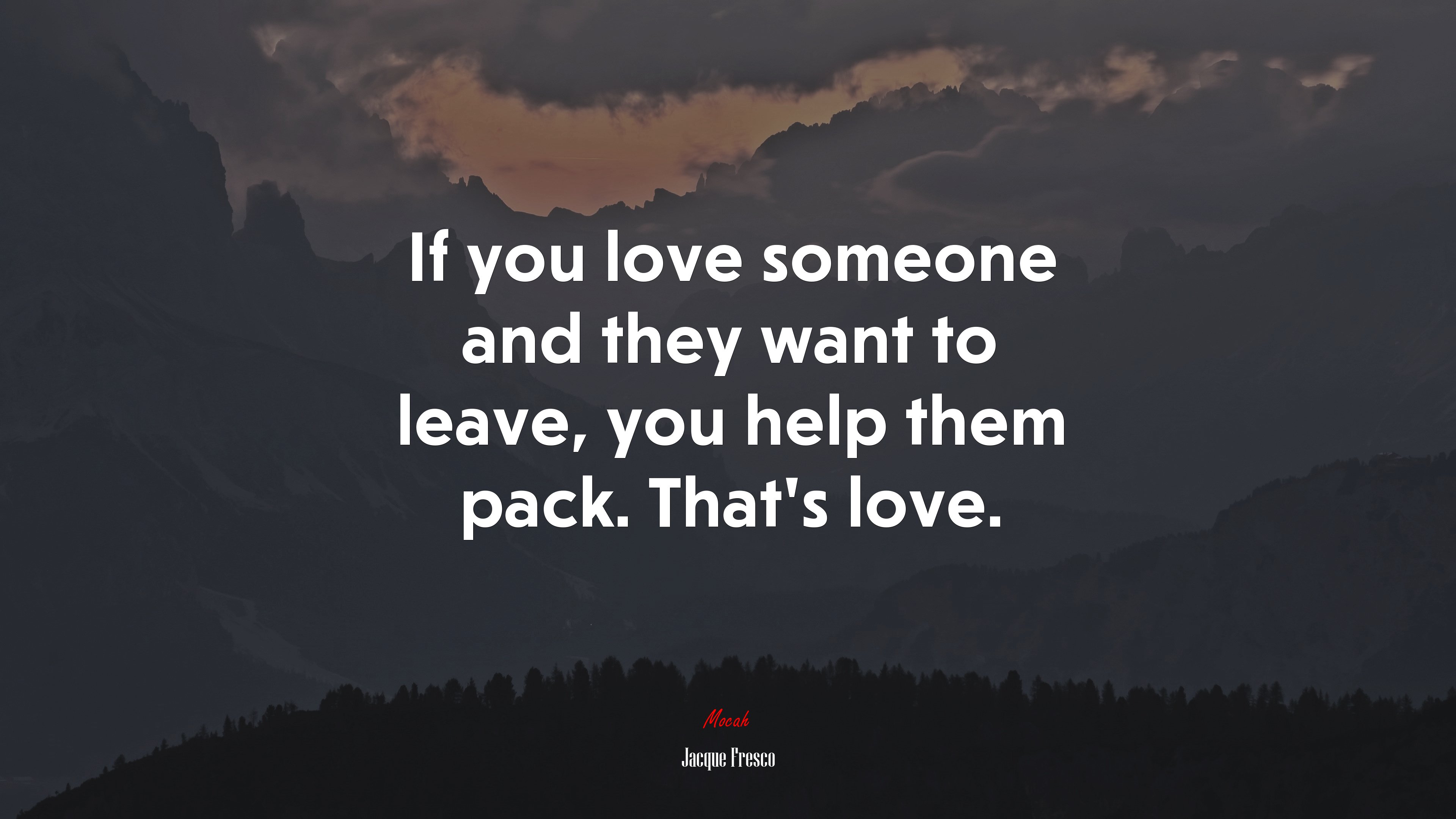 If you love someone and they want to leave, you help them pack. That’s love. | Jacque Fresco quote HD Wallpaper