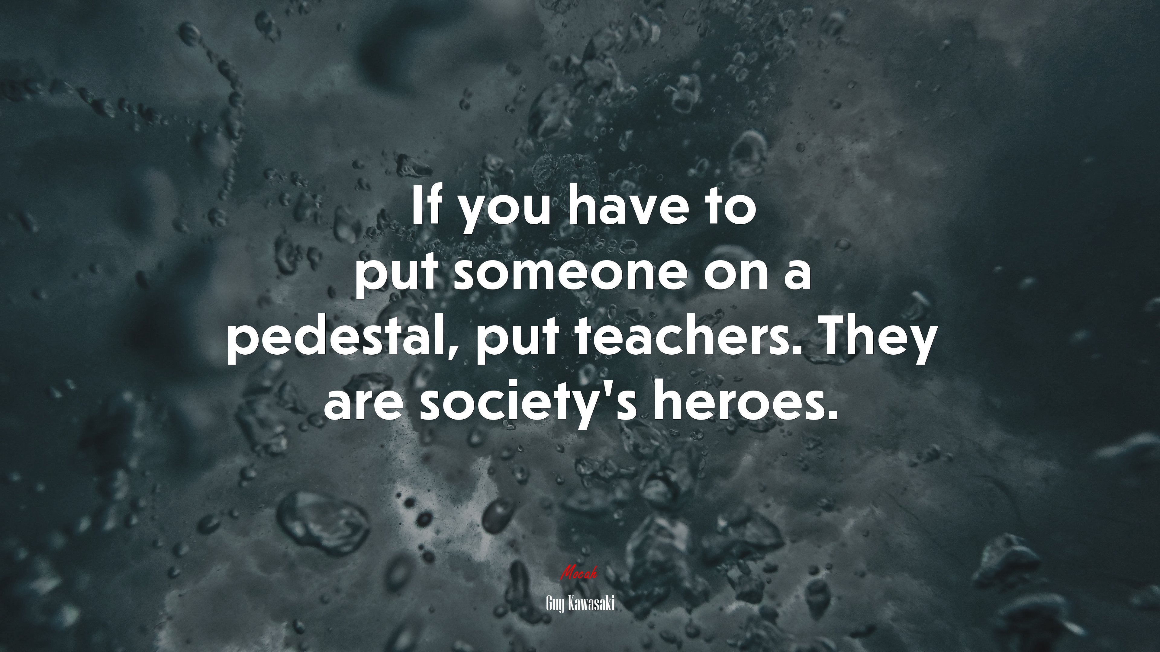 If you have to put someone on a pedestal, put teachers. They are society’s heroes. | Guy Kawasaki quote HD Wallpaper