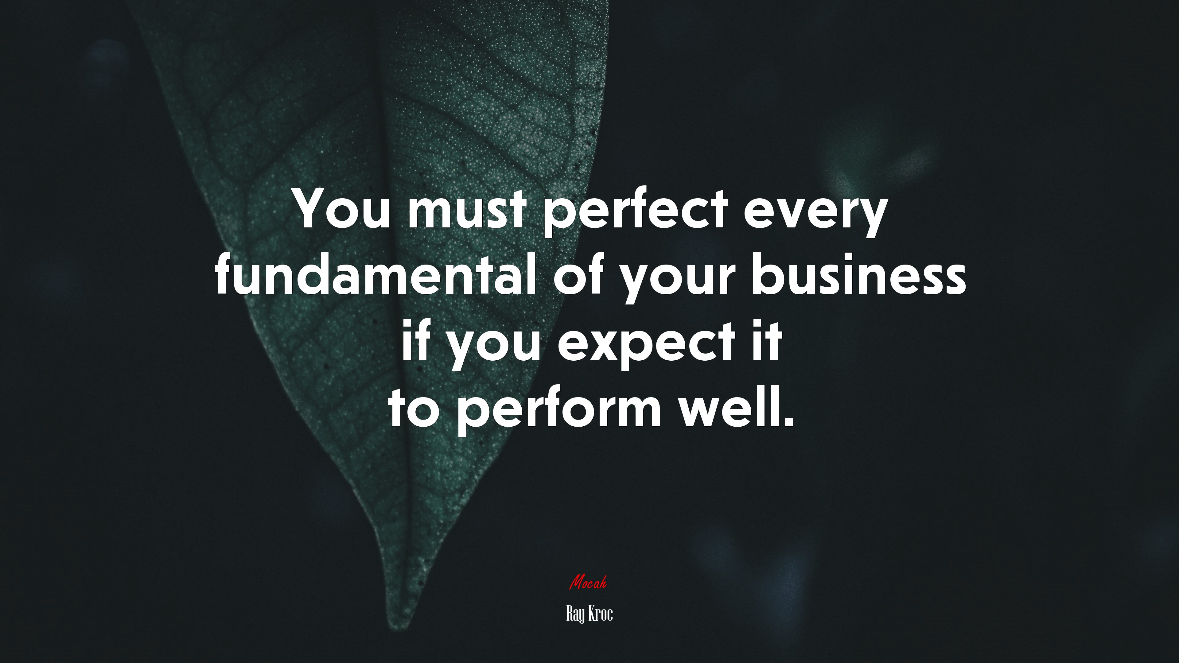 You must perfect every fundamental of your business if you expect it to perform well. | Ray Kroc quote HD Wallpaper