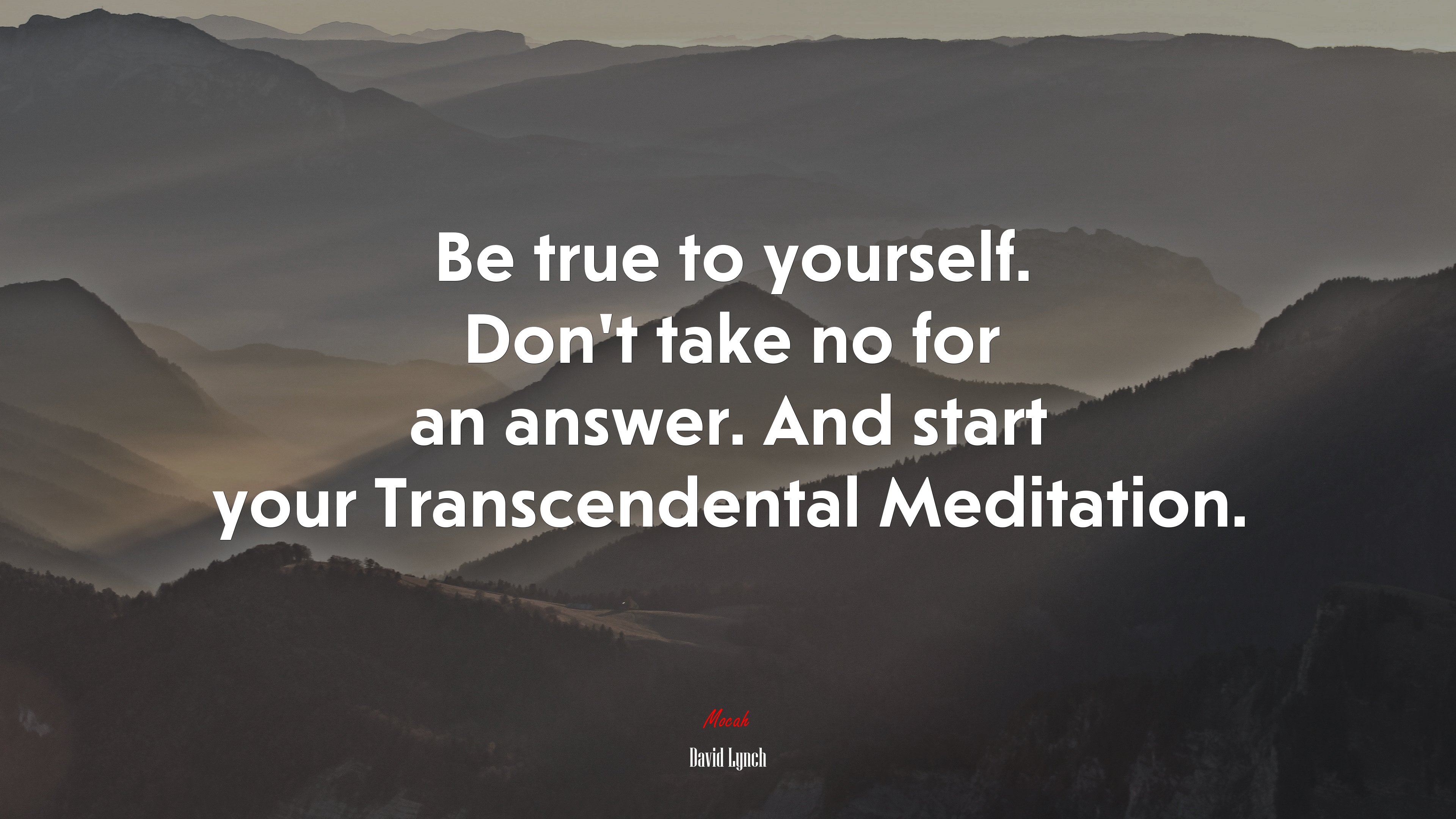 Be true to yourself. Don’t take no for an answer. And start your Transcendental Meditation. | David Lynch quote HD Wallpaper