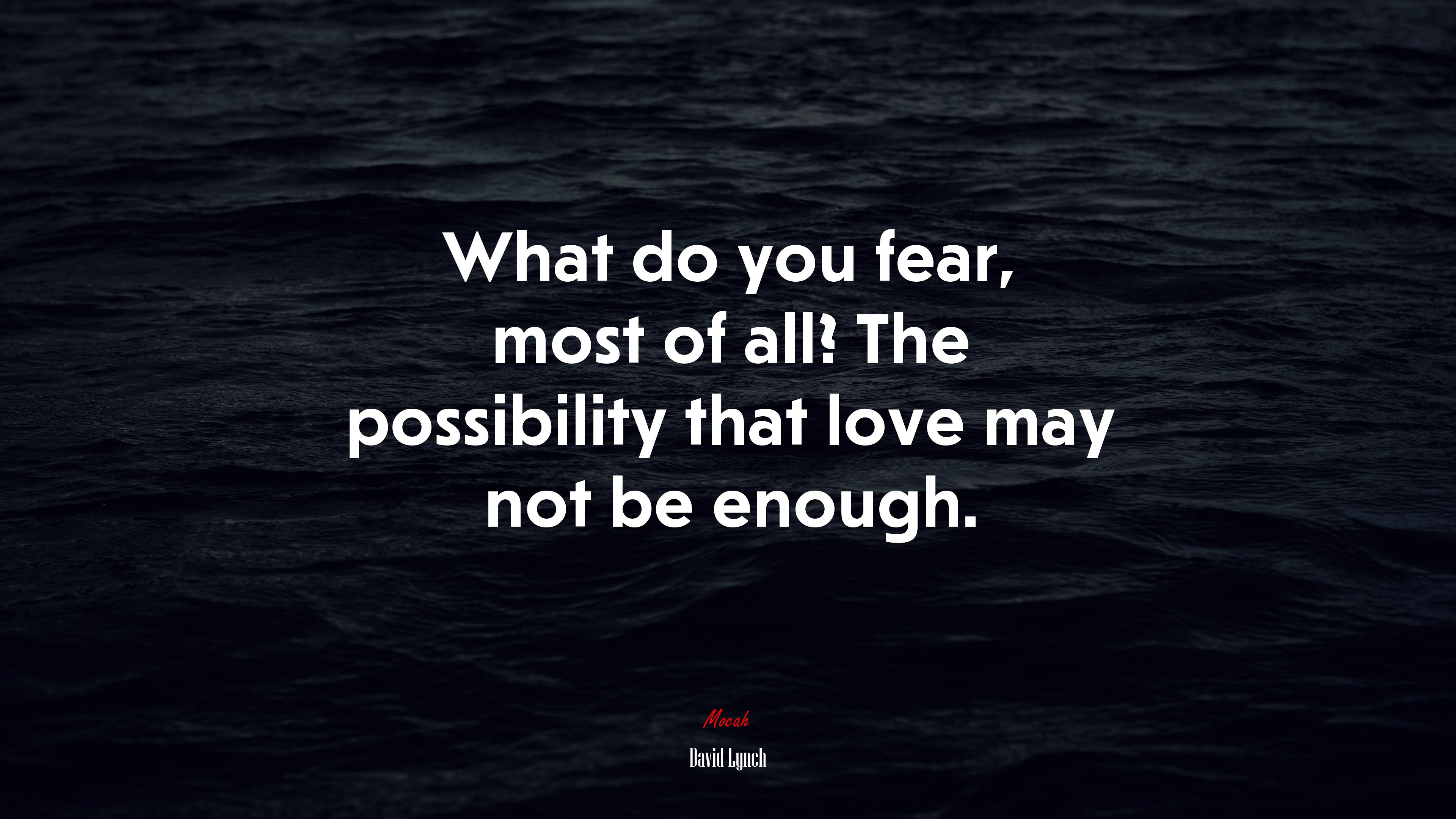 What do you fear, most of all? The possibility that love may not be enough. | David Lynch quote HD Wallpaper