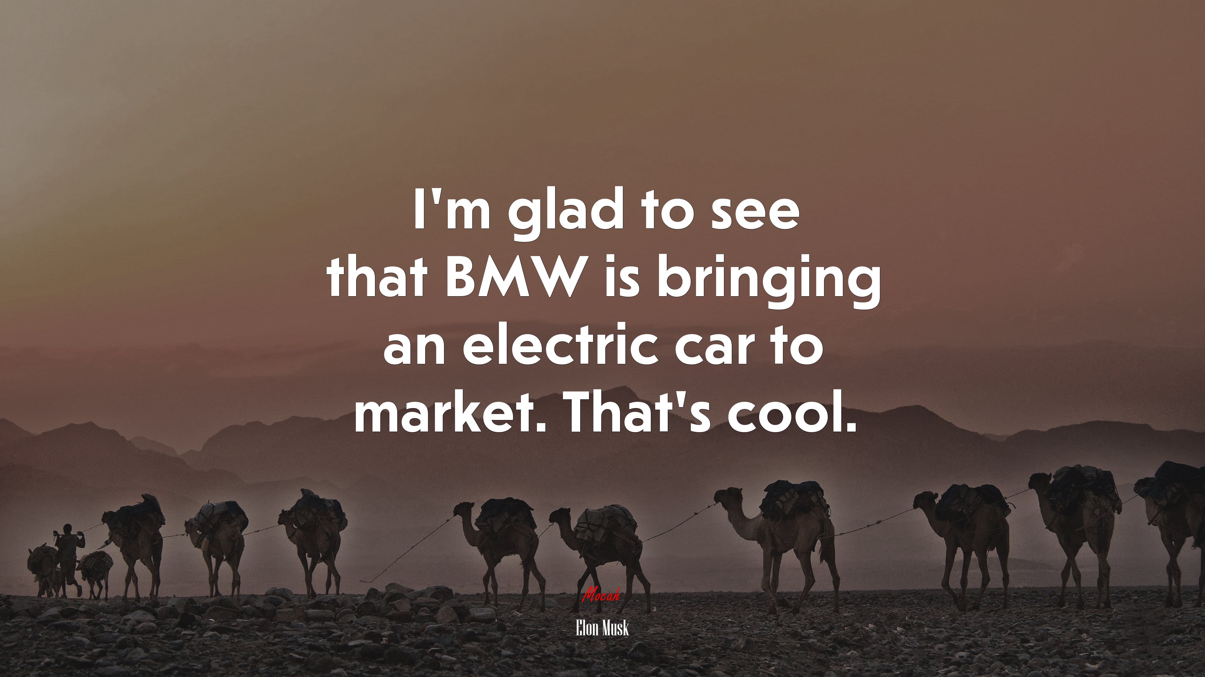 I’m glad to see that BMW is bringing an electric car to market. That’s cool. | Elon Musk quote HD Wallpaper