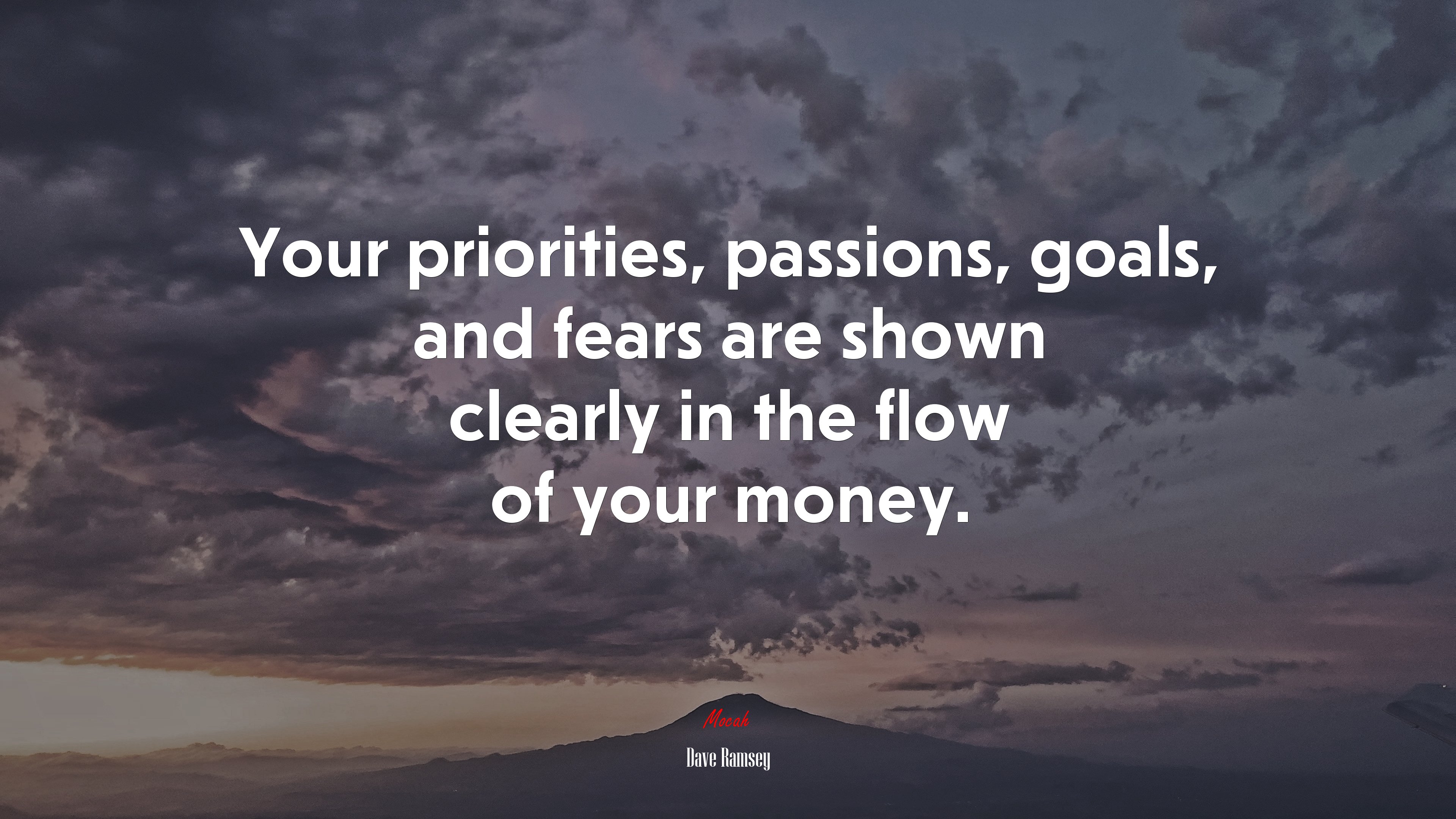 Your priorities, passions, goals, and fears are shown clearly in the flow of your money. | Dave Ramsey quote HD Wallpaper
