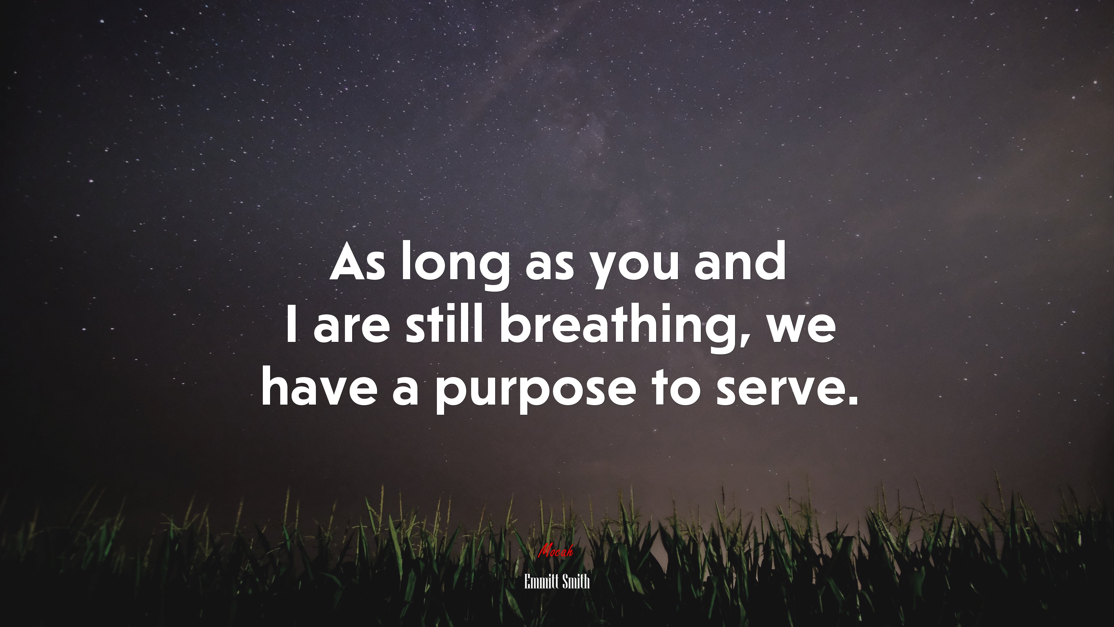 As long as you and I are still breathing, we have a purpose to serve. | Emmitt Smith quote HD Wallpaper